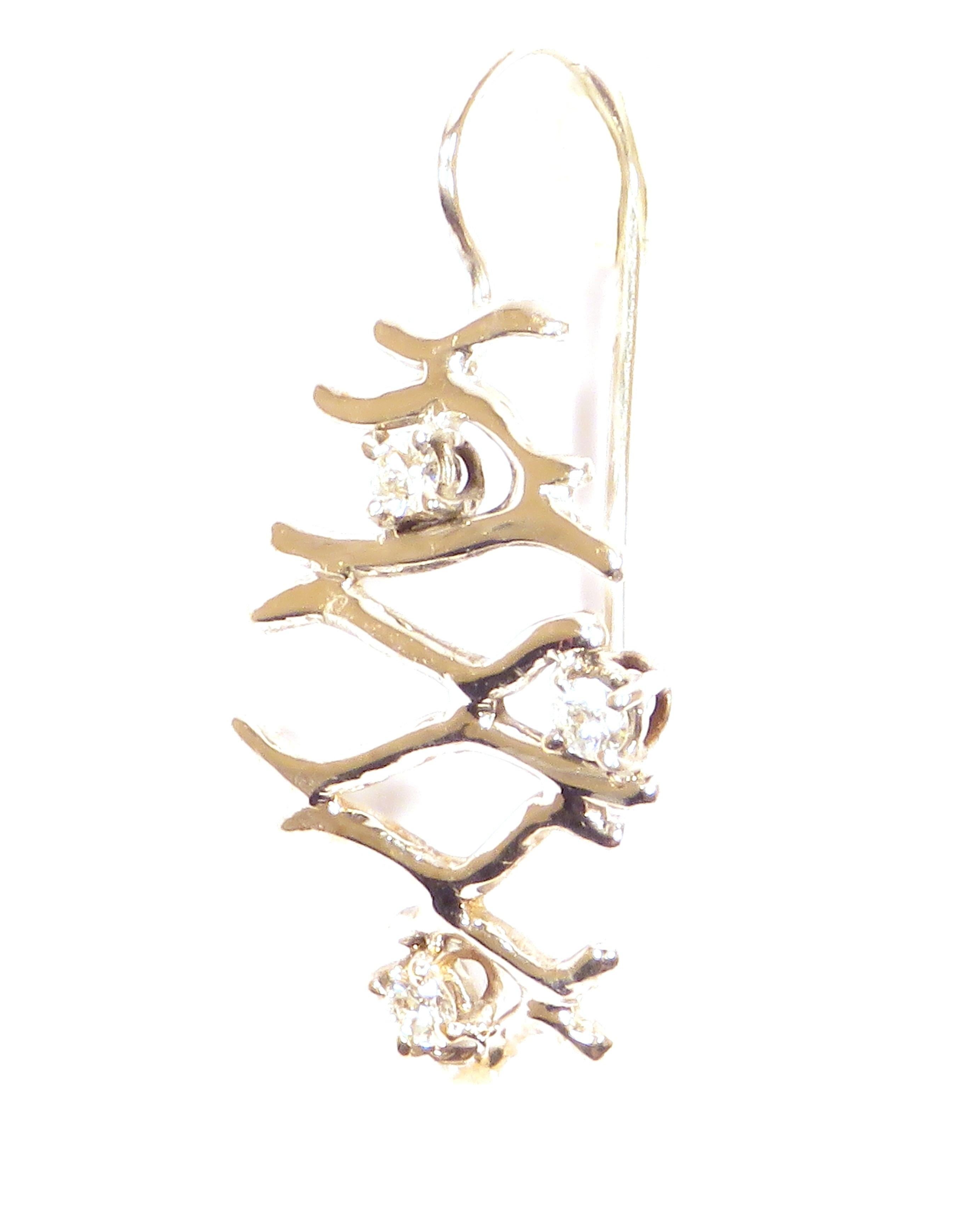 Diamonds 18 Karat White Gold Drop Earrings Handcrafted in Italy In New Condition In Milano, IT