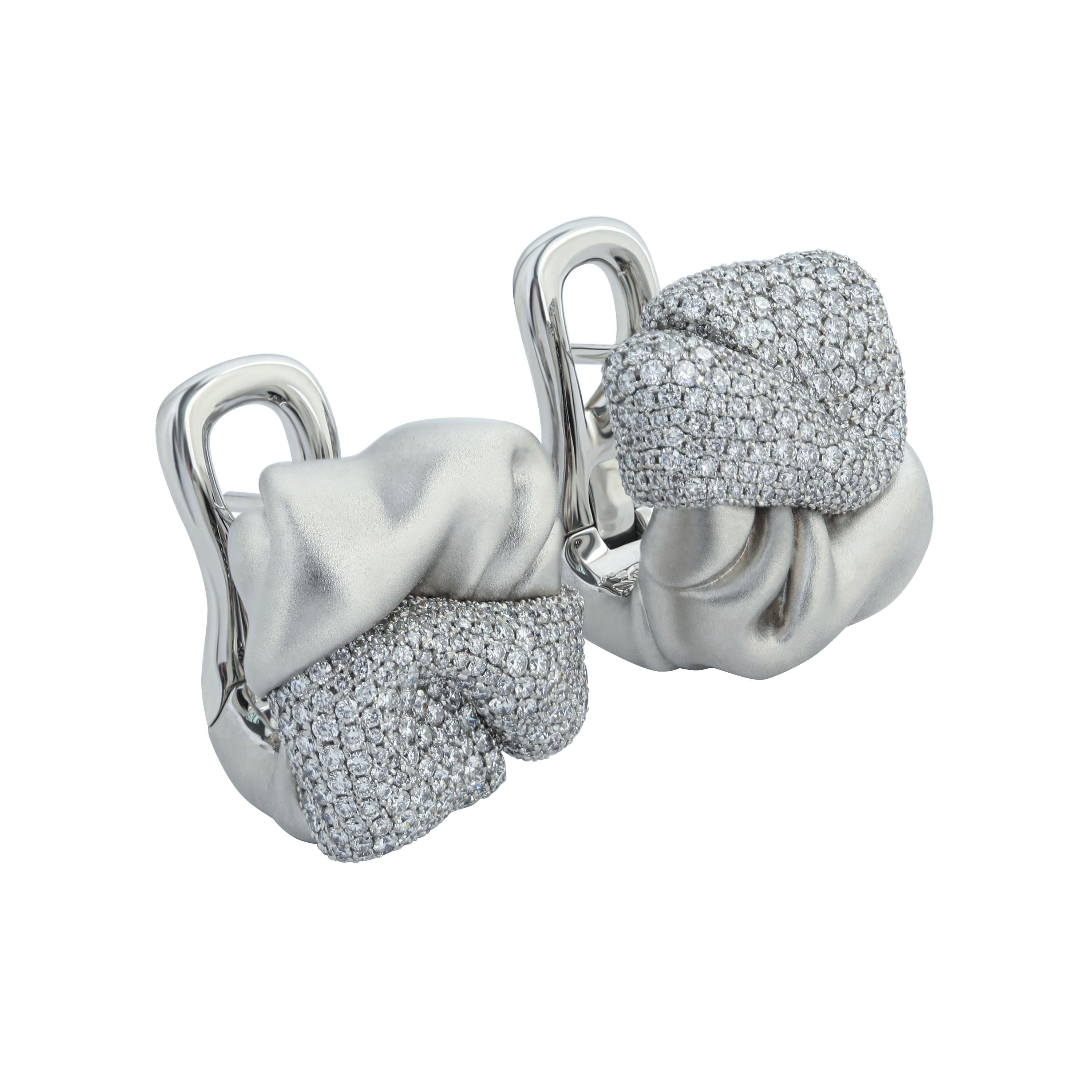 Contemporary Diamonds 18 Karat White Gold Earrings For Sale
