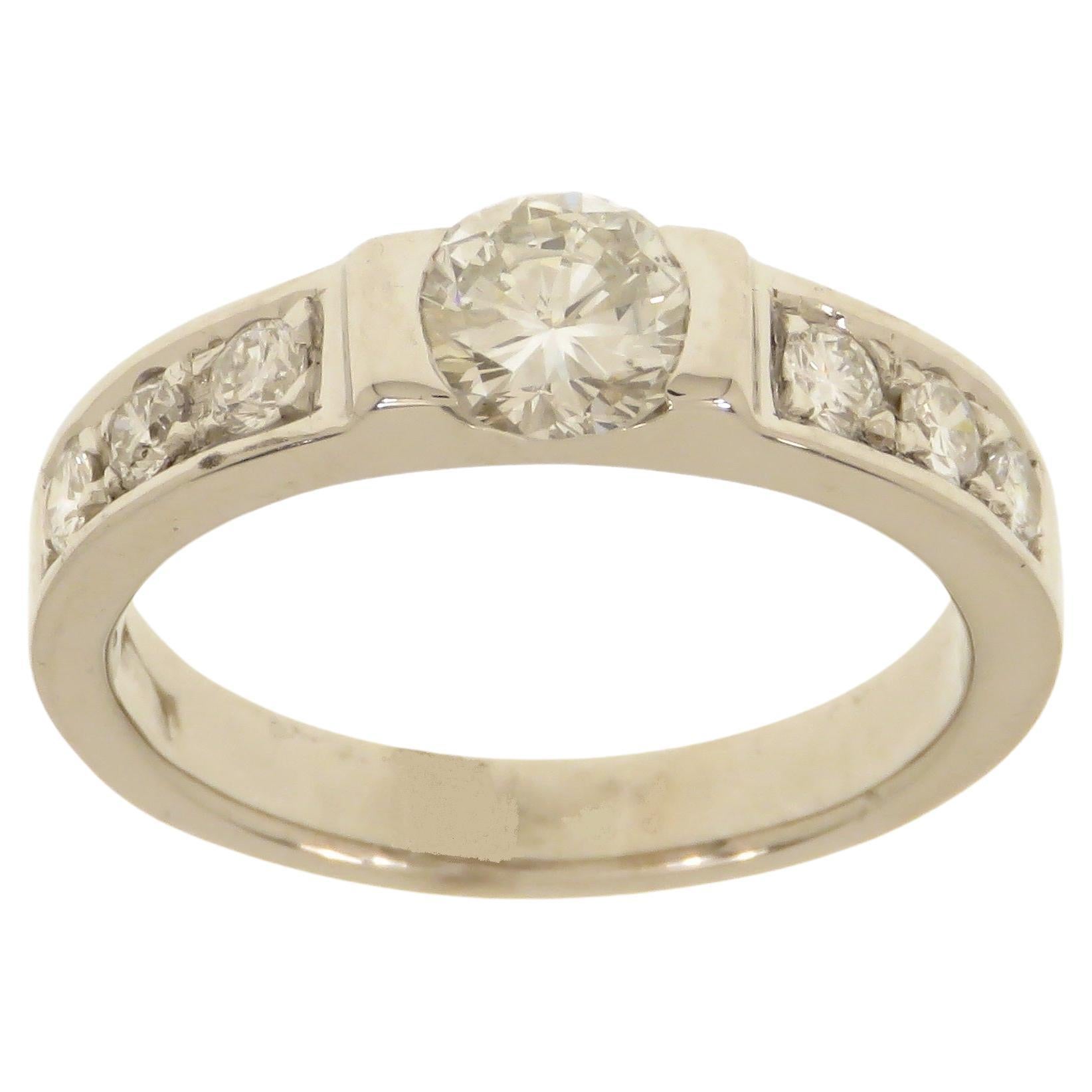 Diamonds 18 Karat White Gold Engagement Ring Handcrafted