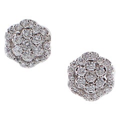 Diamonds, 18 Karat White Gold Flower-Shaped Earrings Diamonds, 18 Karat White Gold Flower-Shaped Earrings