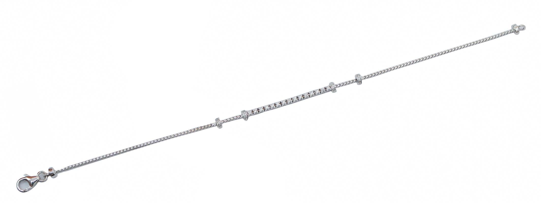 Elegant modern bracelet in 18 kt white gold structure mounted with diamonds.
Diamonds 0.19 ct
Total Weight 2.80 gr
RF    G     GHCO
RK.AUOG90

For any informations, feel free to contact the seller through the message center.
