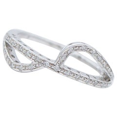 Diamantes, Anillo Moderno de Oro Blanco de 18 Kilates