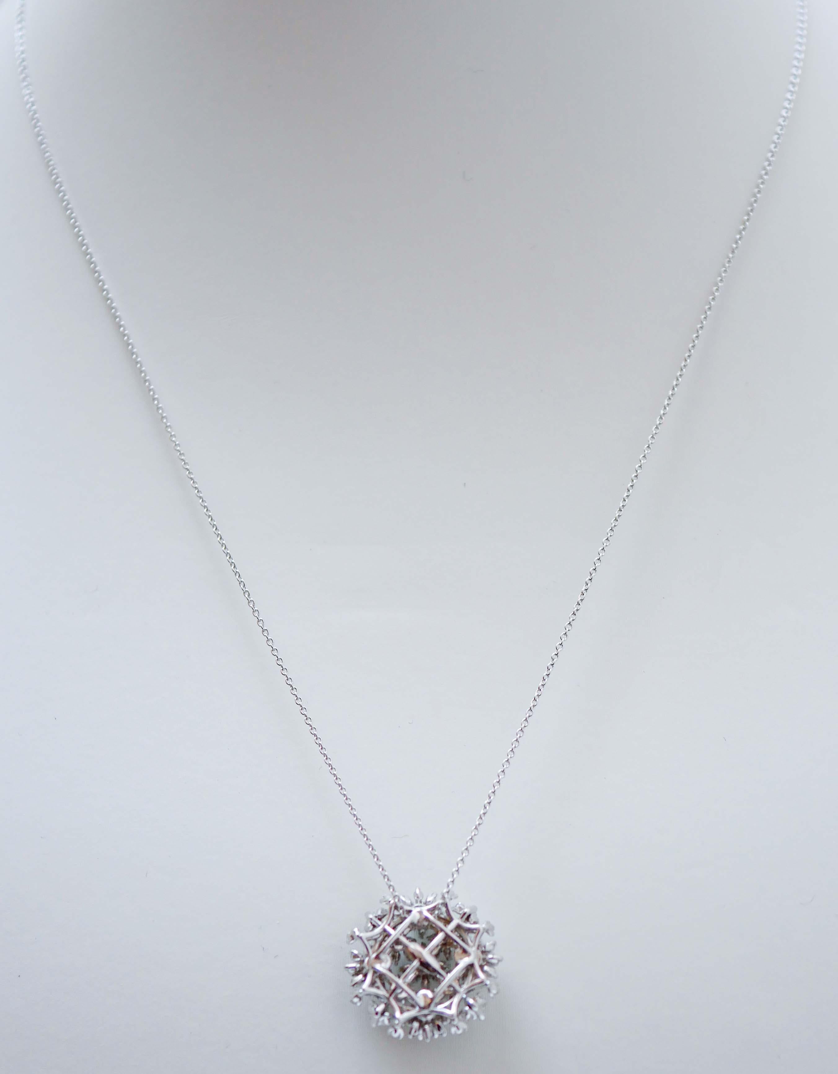 Brilliant Cut Diamonds, 18 Karat White Gold Pendant Necklace For Sale
