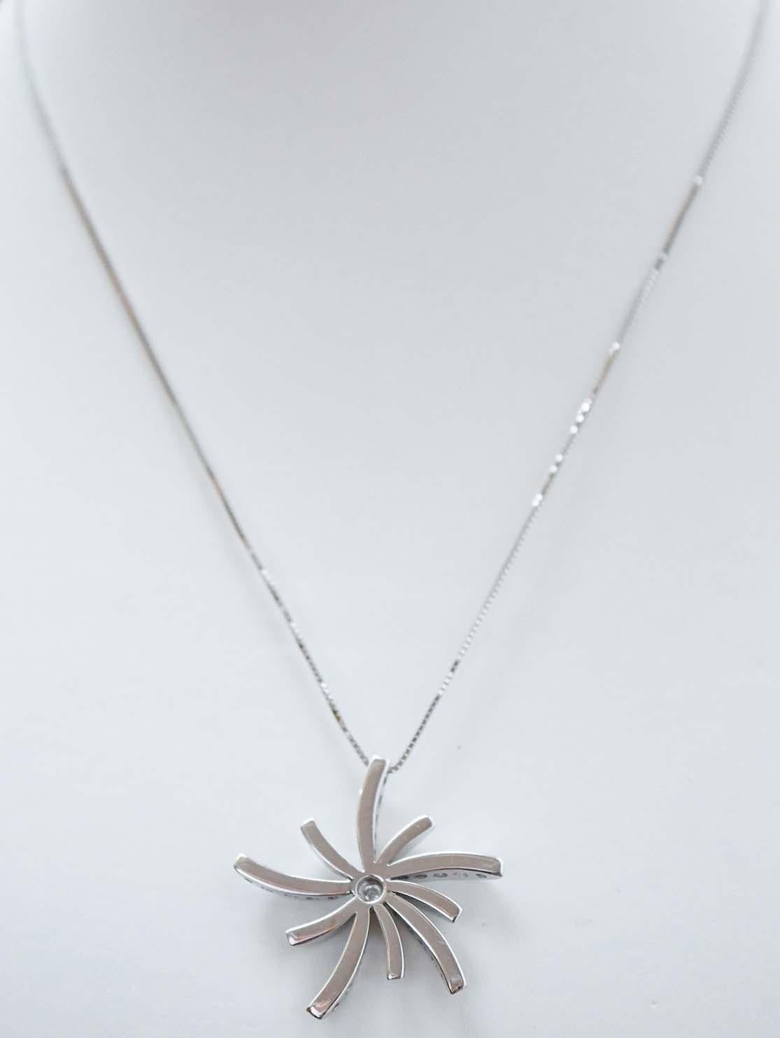 Brilliant Cut Diamonds, 18 Karat White Gold Pendant Necklace. For Sale