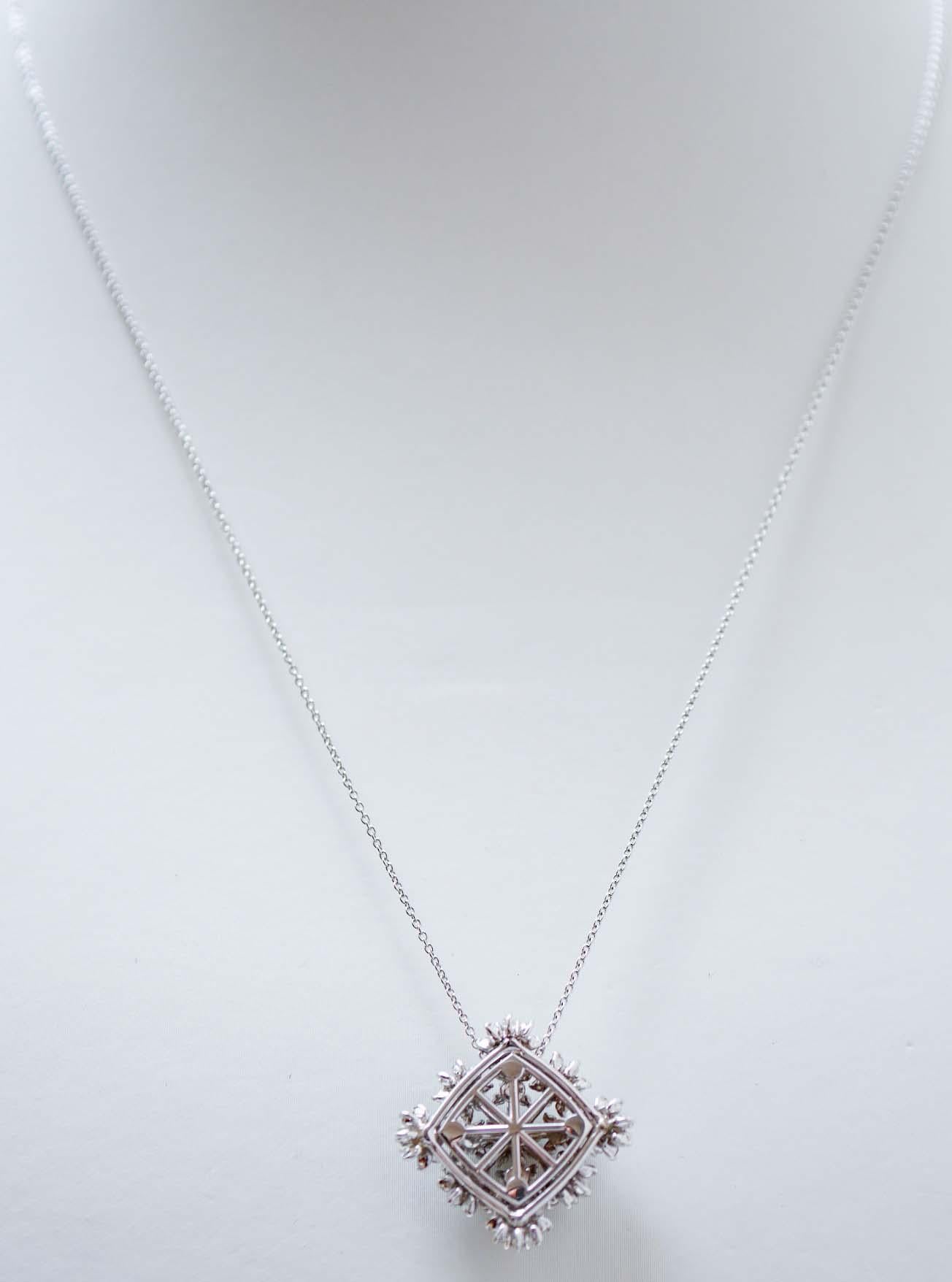 Brilliant Cut Diamonds, 18 Karat White Gold Pendant Necklace. For Sale
