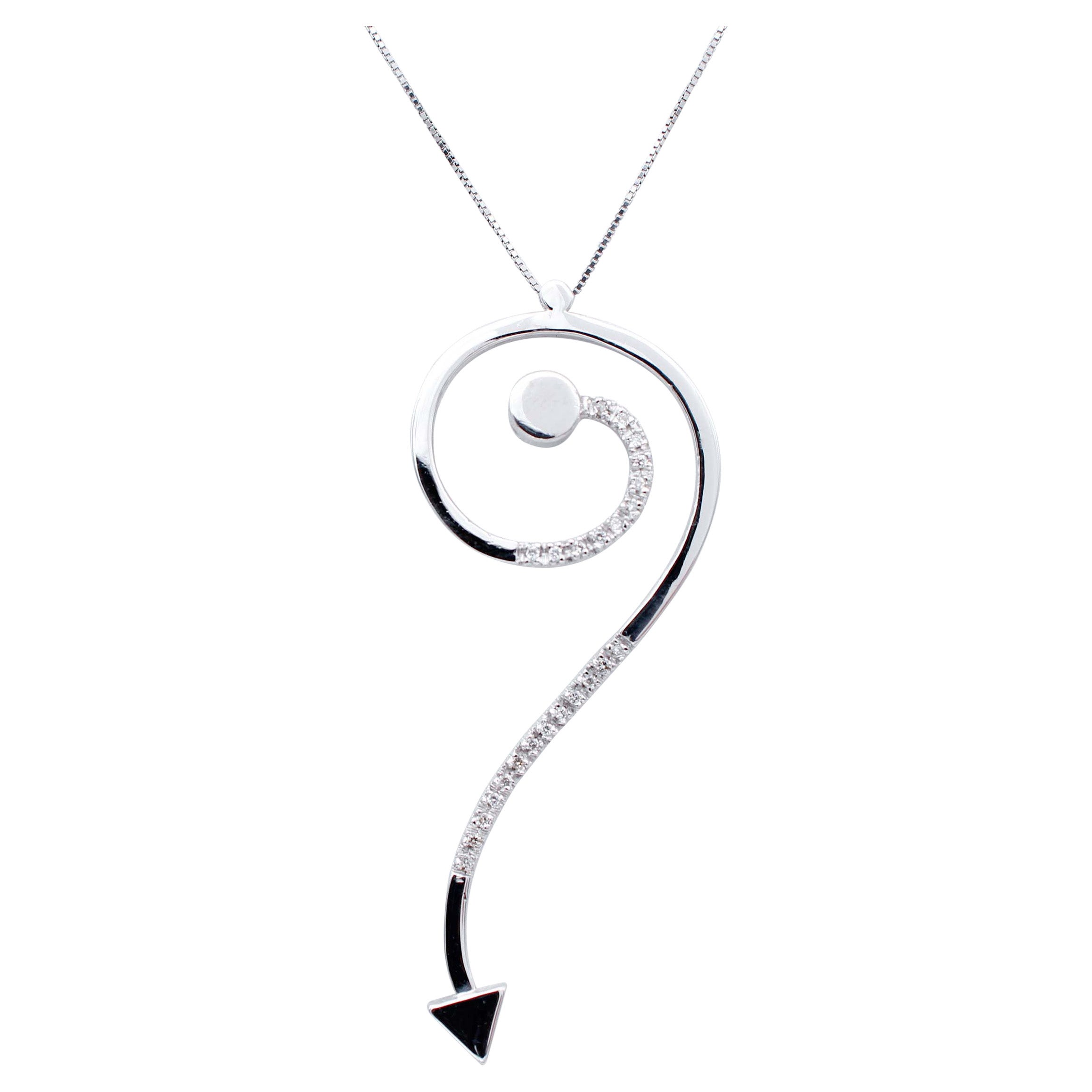 Diamanten, Anhänger-Halskette aus 18 Karat Weißgold im Angebot
