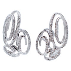 Diamonds, 18 Karat White Gold Pinwheel Shape Stud Earrings