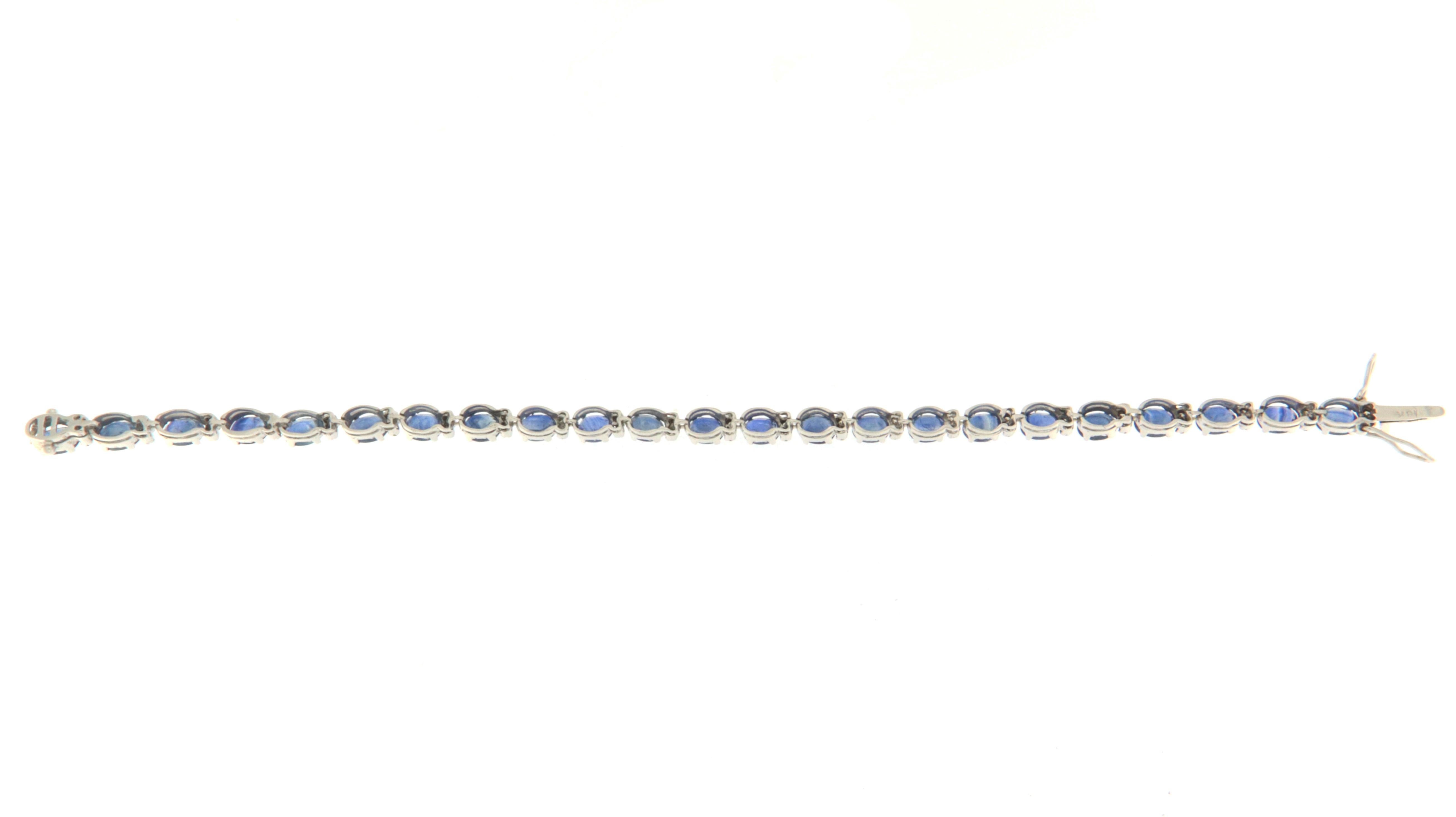 Brilliant Cut Diamonds 18 Karat White Gold Sapphires Cuff Bracelet For Sale
