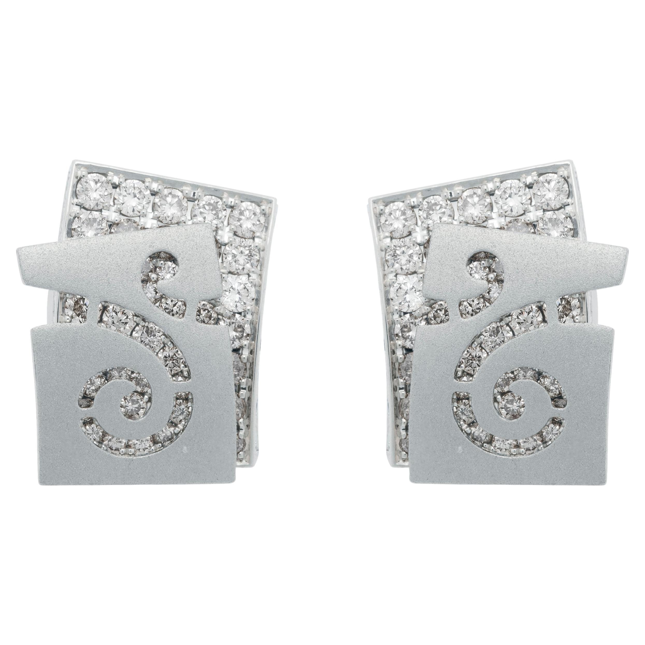 Diamonds 18 Karat White Gold Studs Veil Earrings