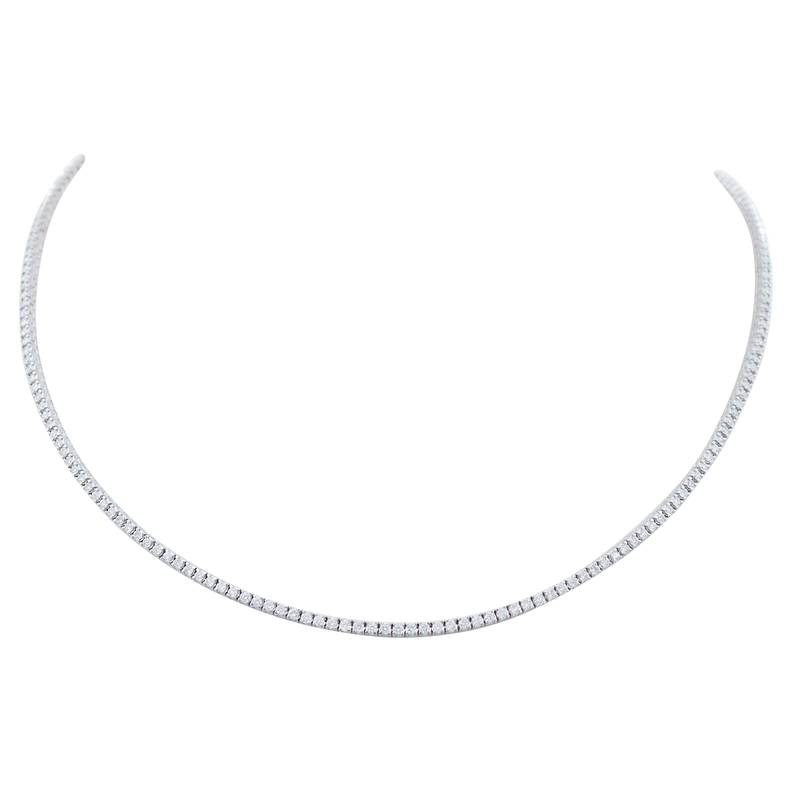 Diamanti, collana Tennis in oro bianco 18 carati in vendita