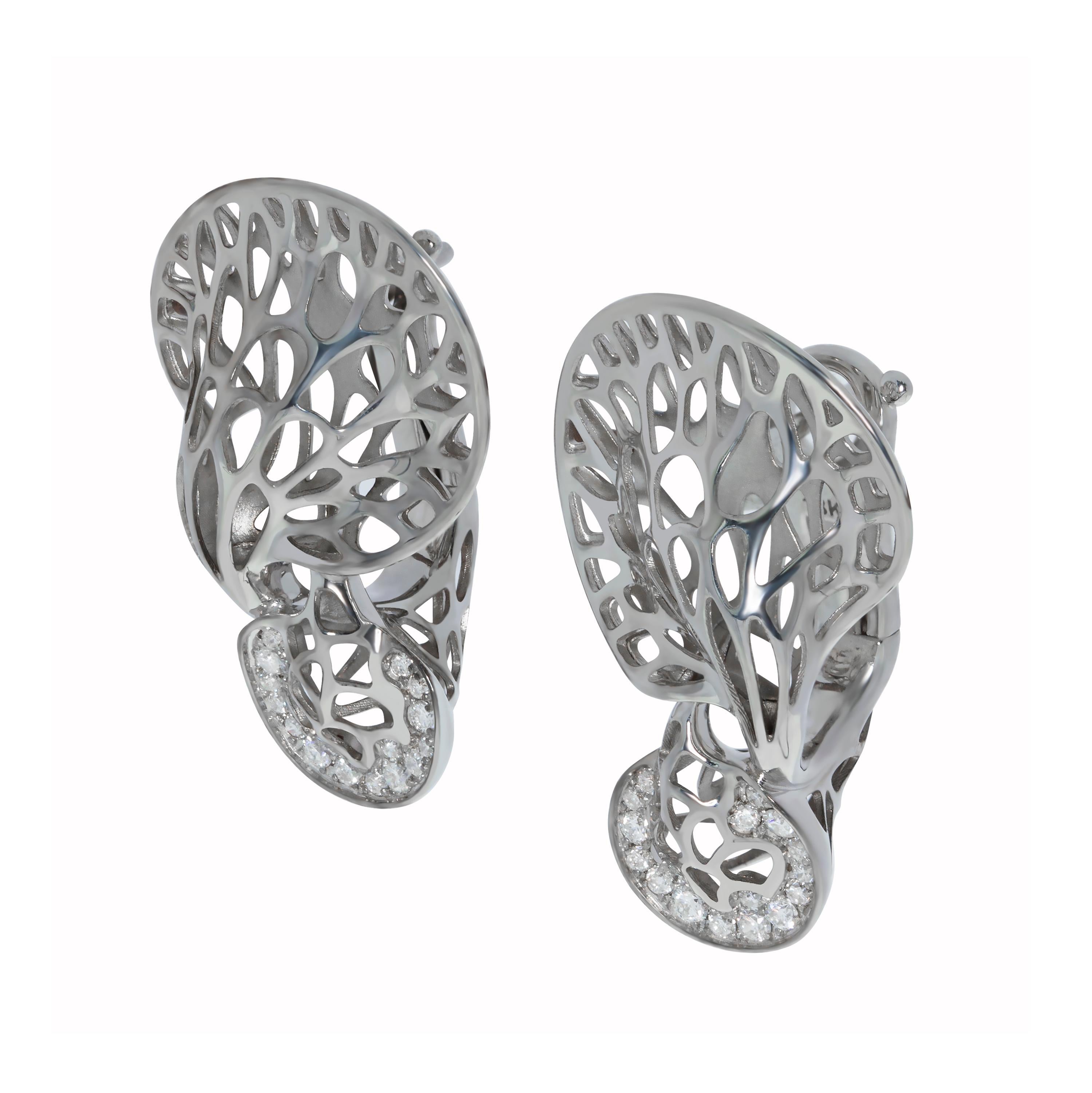 Diamonds 18 Karat White Gold Tree Mushroom Earrings
We present to your attention Earrings from our Tresure Forest Collection in the form of a tree mushroom. White 18 Karat Gold Earrings have an abnormal deeply cracked shape which was created,