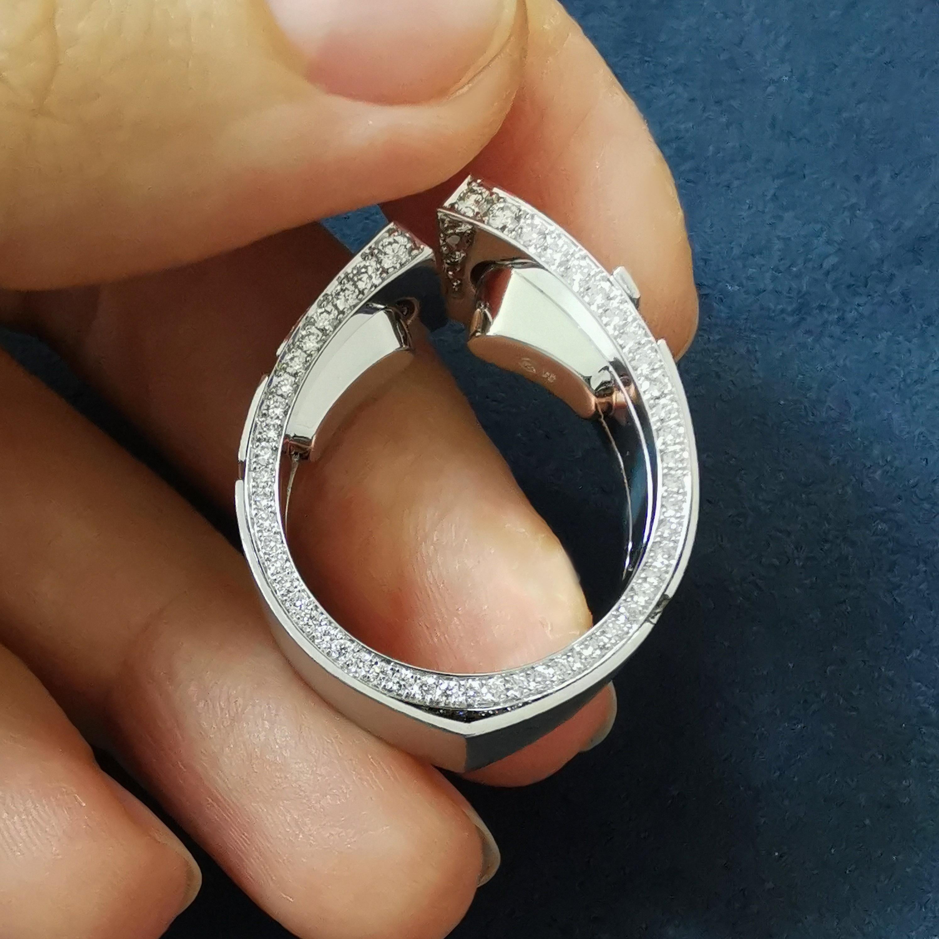 Diamonds 18 Karat White Gold Veil Ring For Sale 1