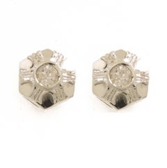 Diamonds 18 Karat White Gold Vintage Bombé Stud Earrings