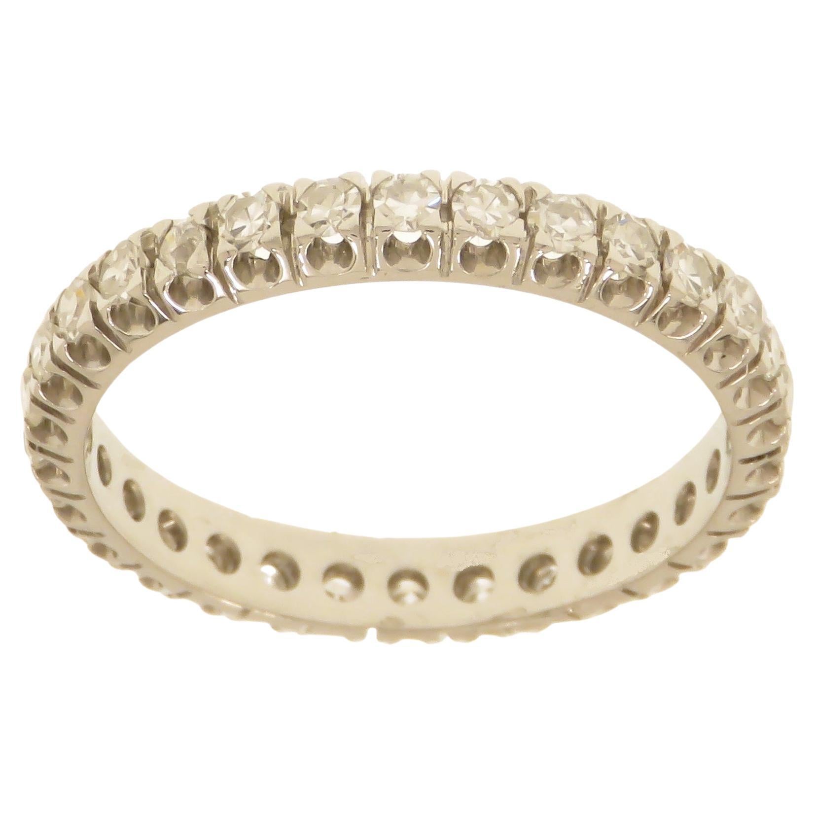 Diamonds 18 Karat White Gold Vintage Eternity Ring Handcrafted For Sale