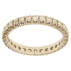 Diamonds 18 Karat White Gold Vintage Eternity Ring Handcrafted