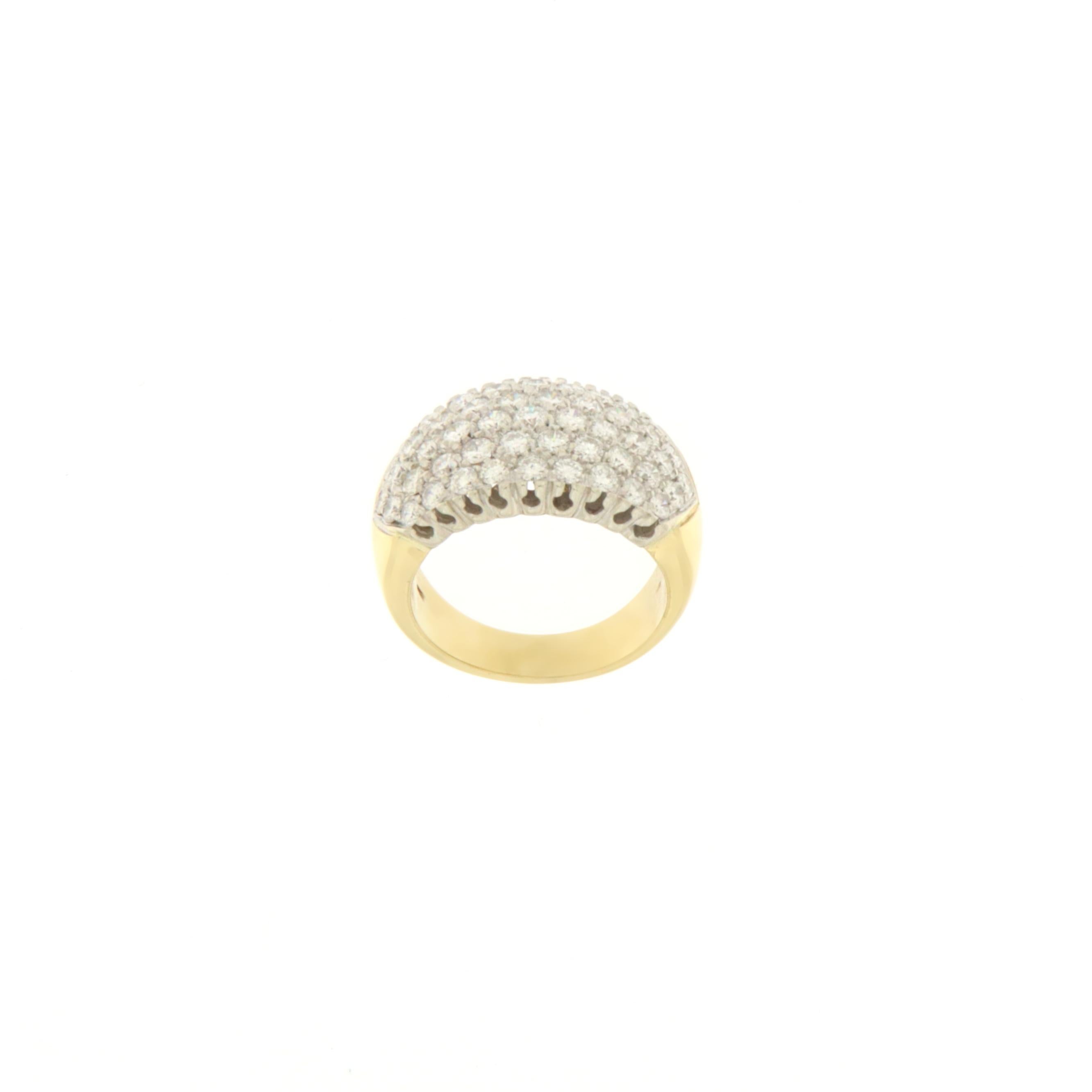 Diamanten 18 Karat Gelbgold Band-Ring (Kunsthandwerker*in) im Angebot