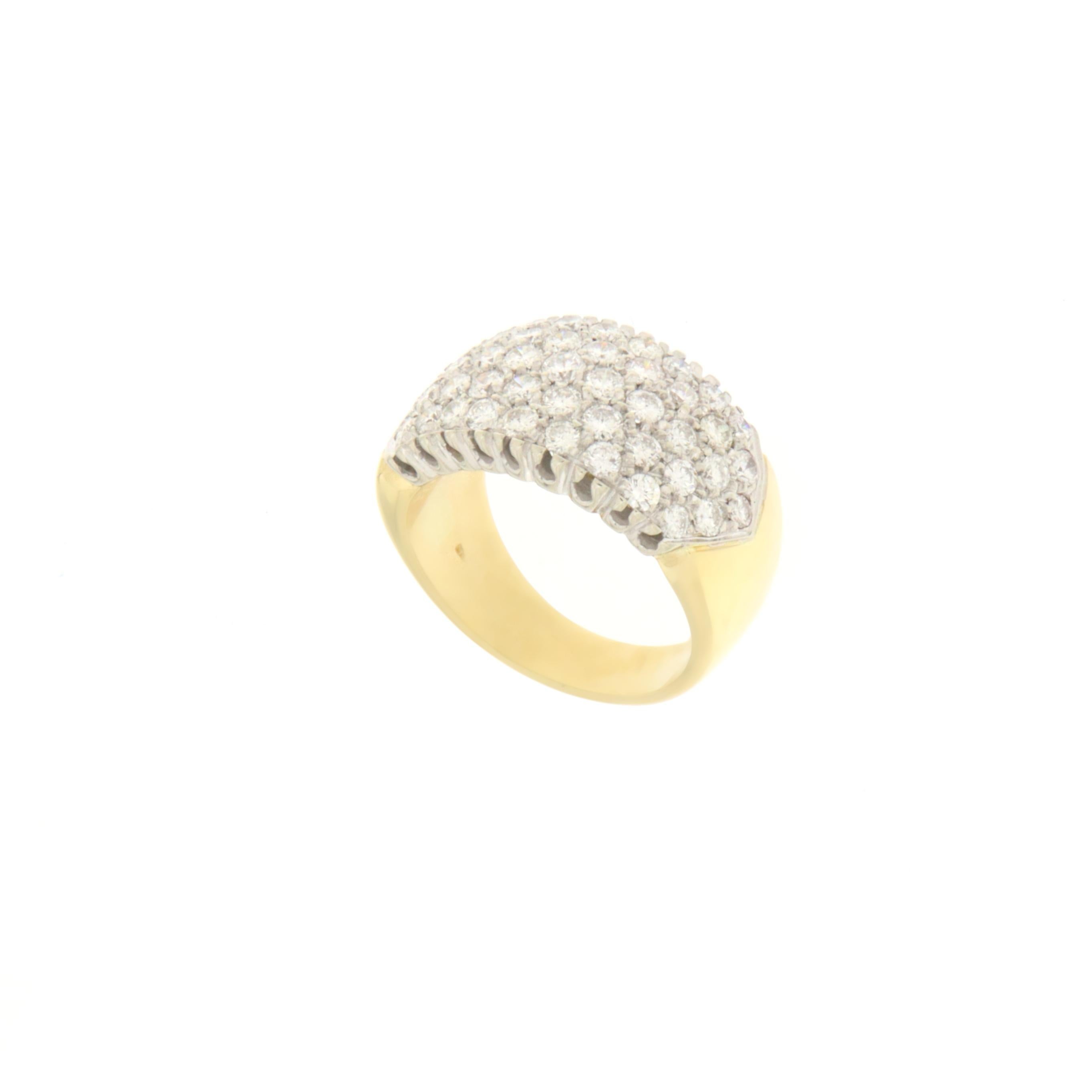 Brilliant Cut Diamonds 18 Karat Yellow Gold Band Ring For Sale