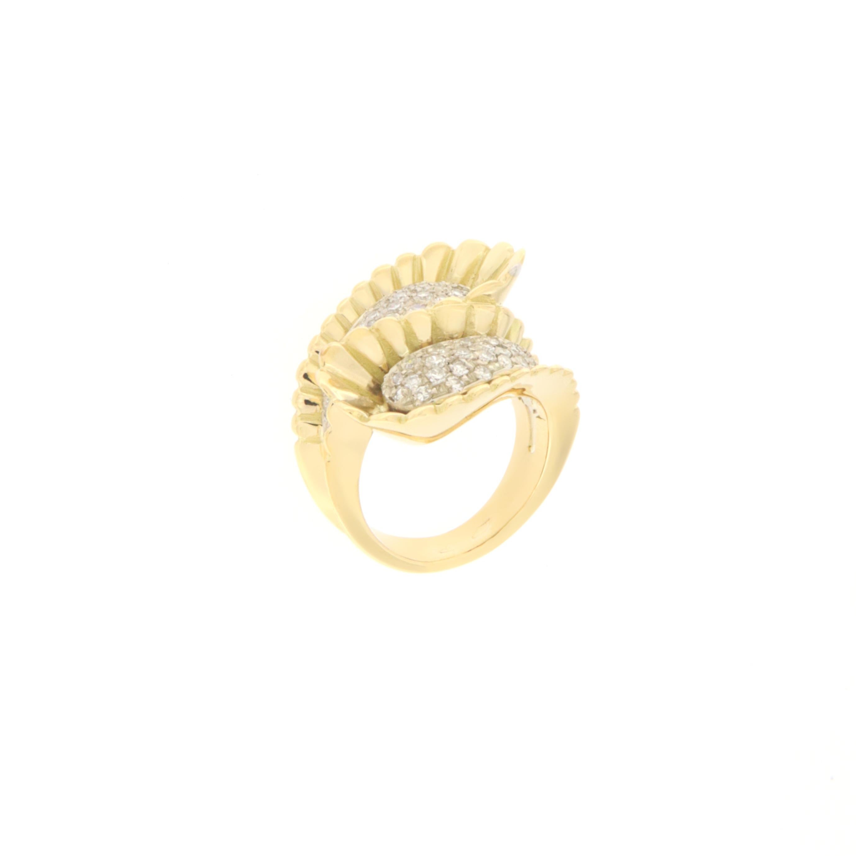 Brilliant Cut Diamonds 18 Karat Yellow Gold Cocktail Ring For Sale