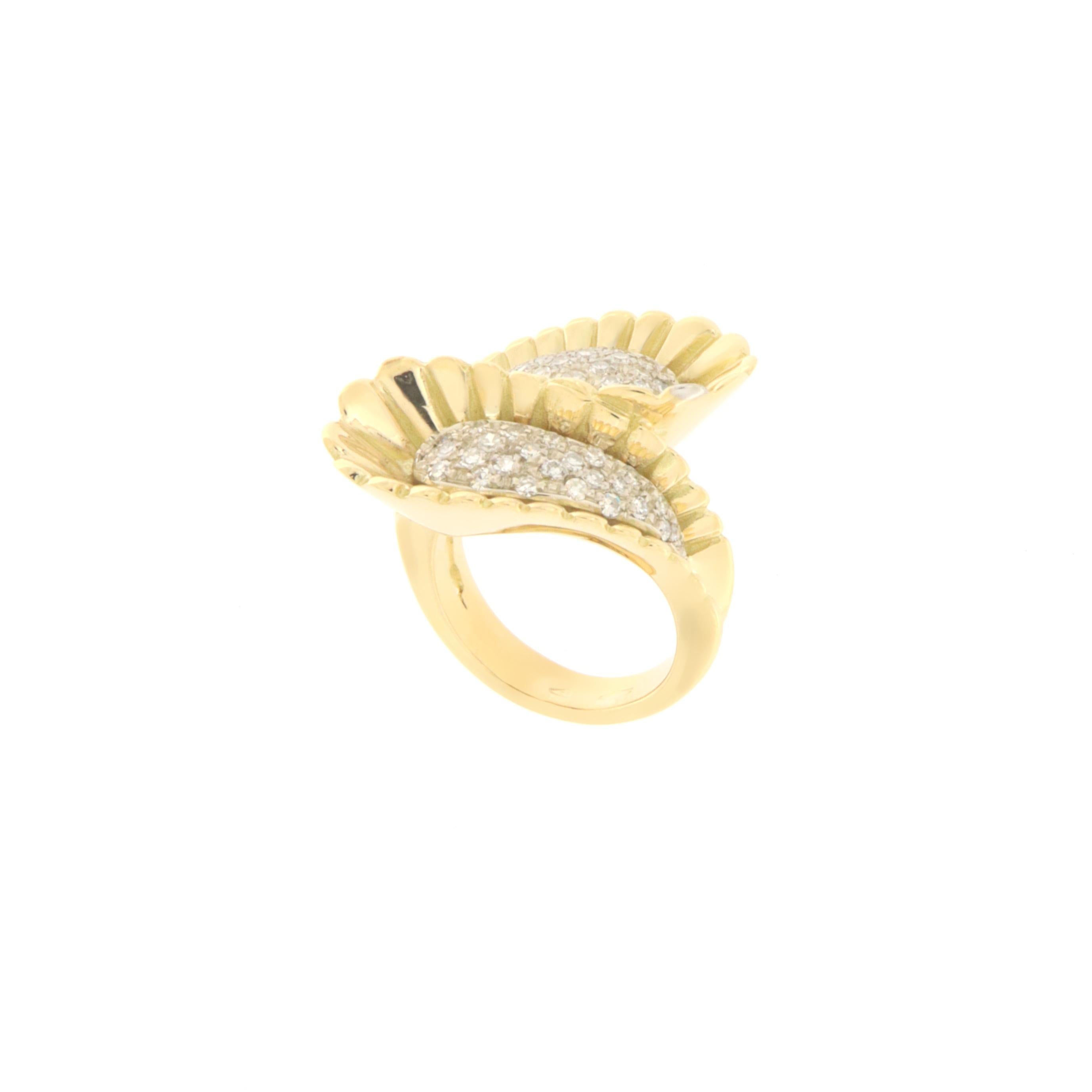 Diamonds 18 Karat Yellow Gold Cocktail Ring In New Condition For Sale In Marcianise, IT