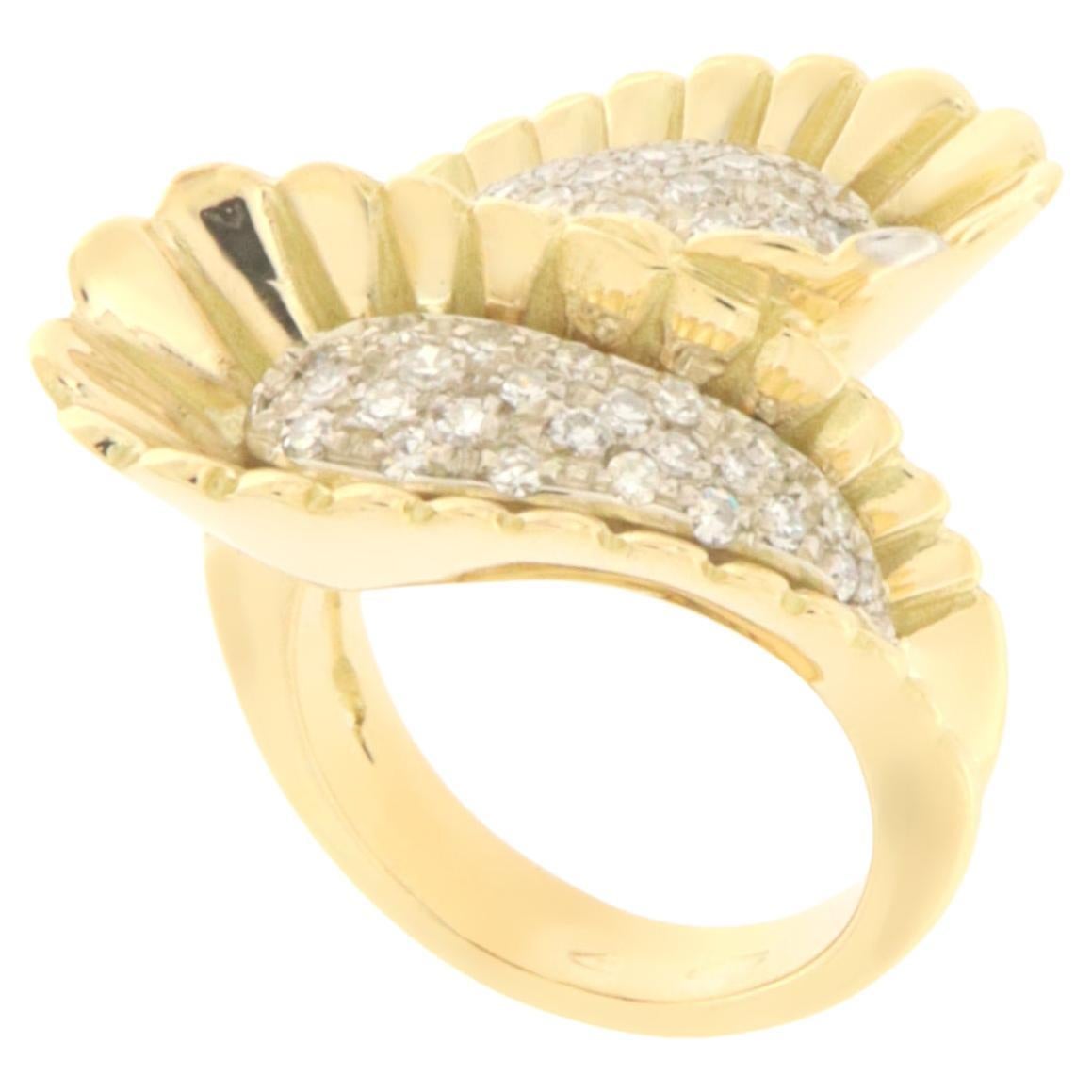 Diamonds 18 Karat Yellow Gold Cocktail Ring For Sale