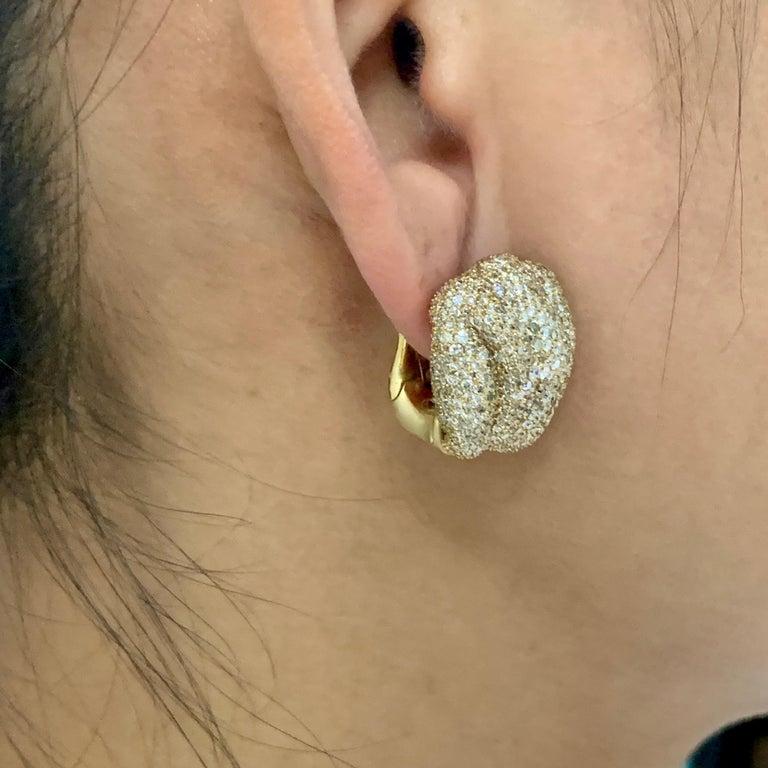 Diamonds 18 Karat Yellow Gold Earrings For Sale 6