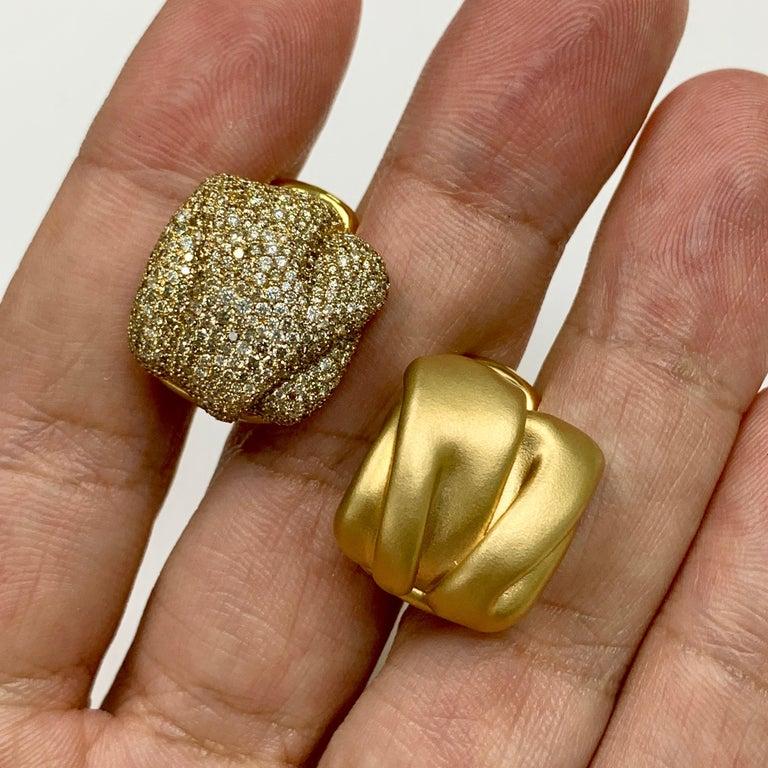 Contemporary Diamonds 18 Karat Yellow Gold Earrings For Sale