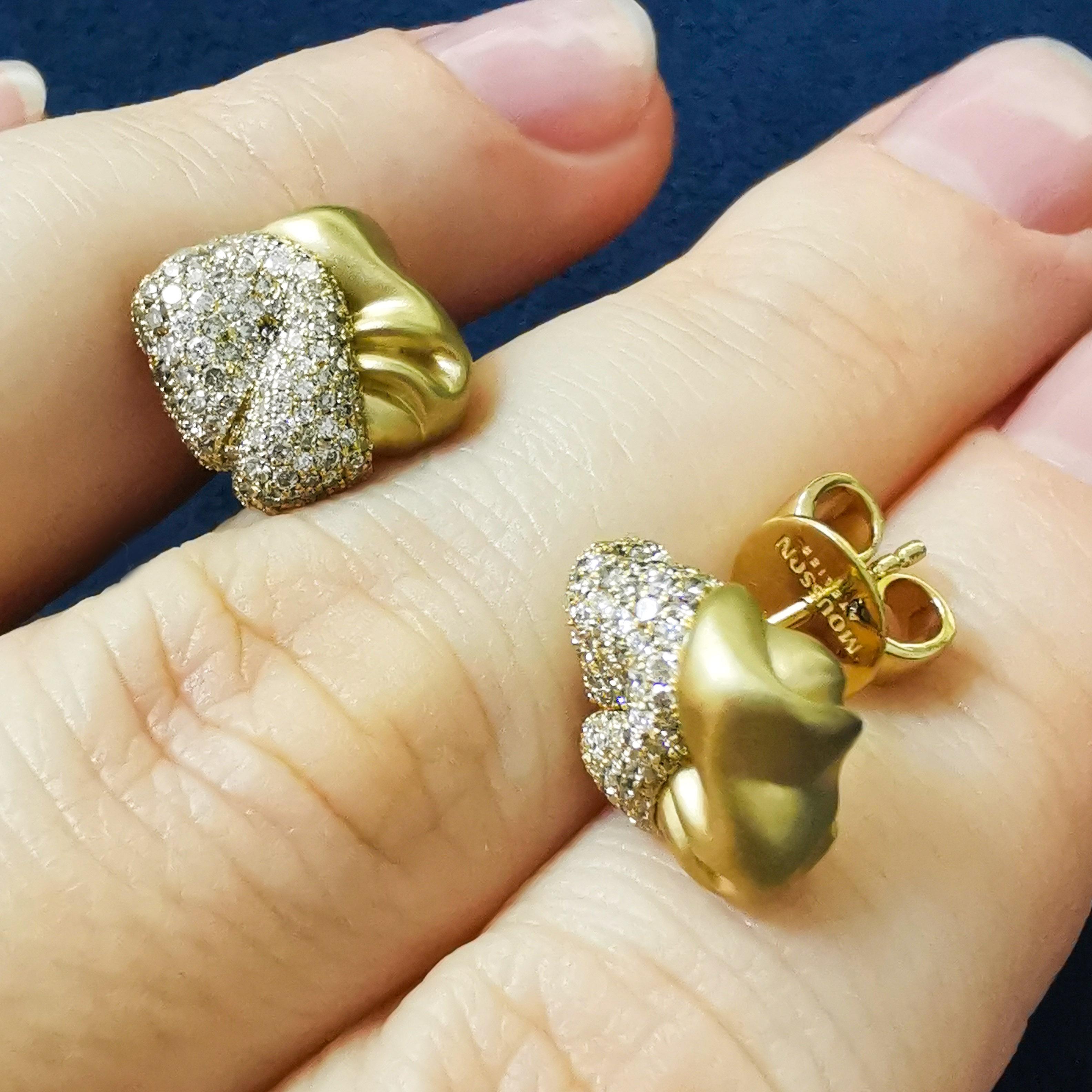 Diamanten-Ohrringe aus 18 Karat Gelbgold im Angebot 2
