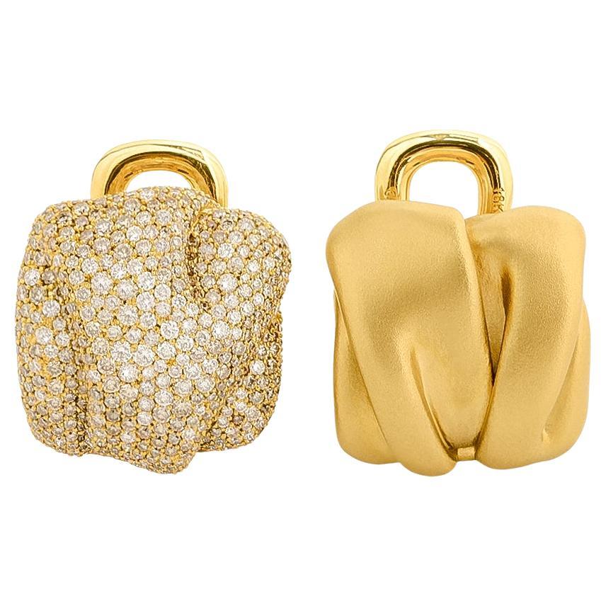 Diamonds 18 Karat Yellow Gold Earrings For Sale