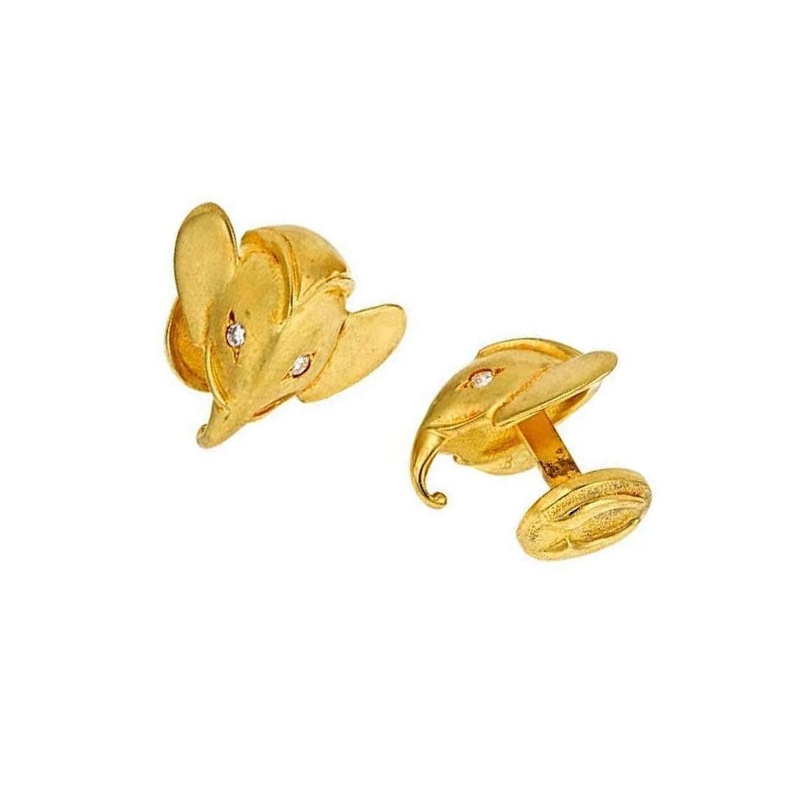 Diamonds 18 Karat Yellow Gold ROYAL ELEPHANT Cufflinks by John Landrum Bryant In New Condition For Sale In New York, NY