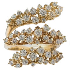 Diamonds, 18 Karat Yellow Gold Snake Ring.
