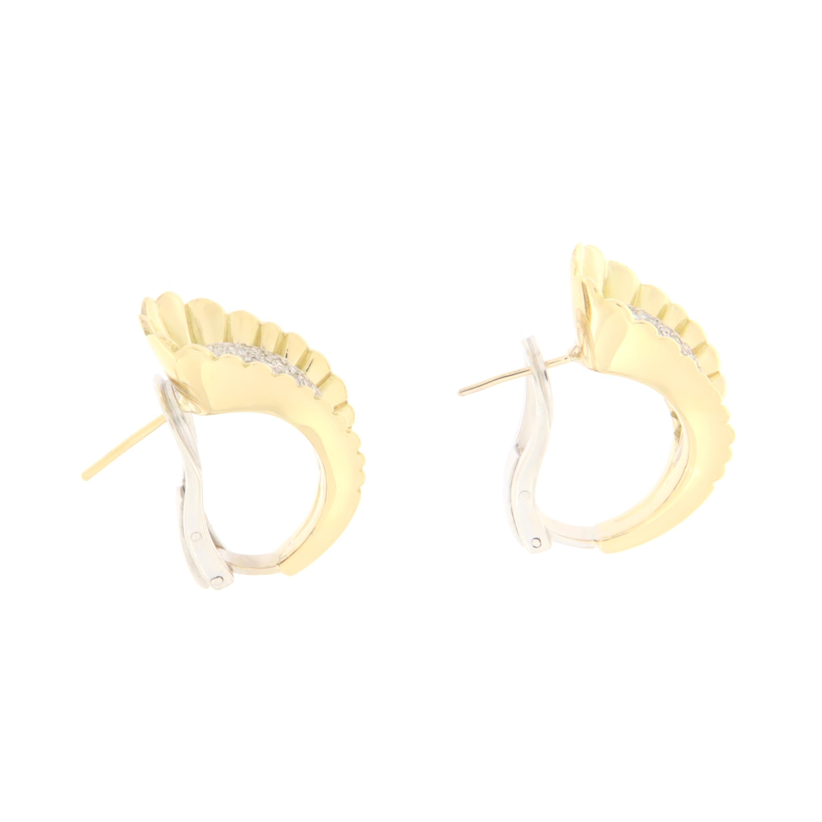 Retro Diamonds 18 Karat Yellow Gold Stud Earrings For Sale