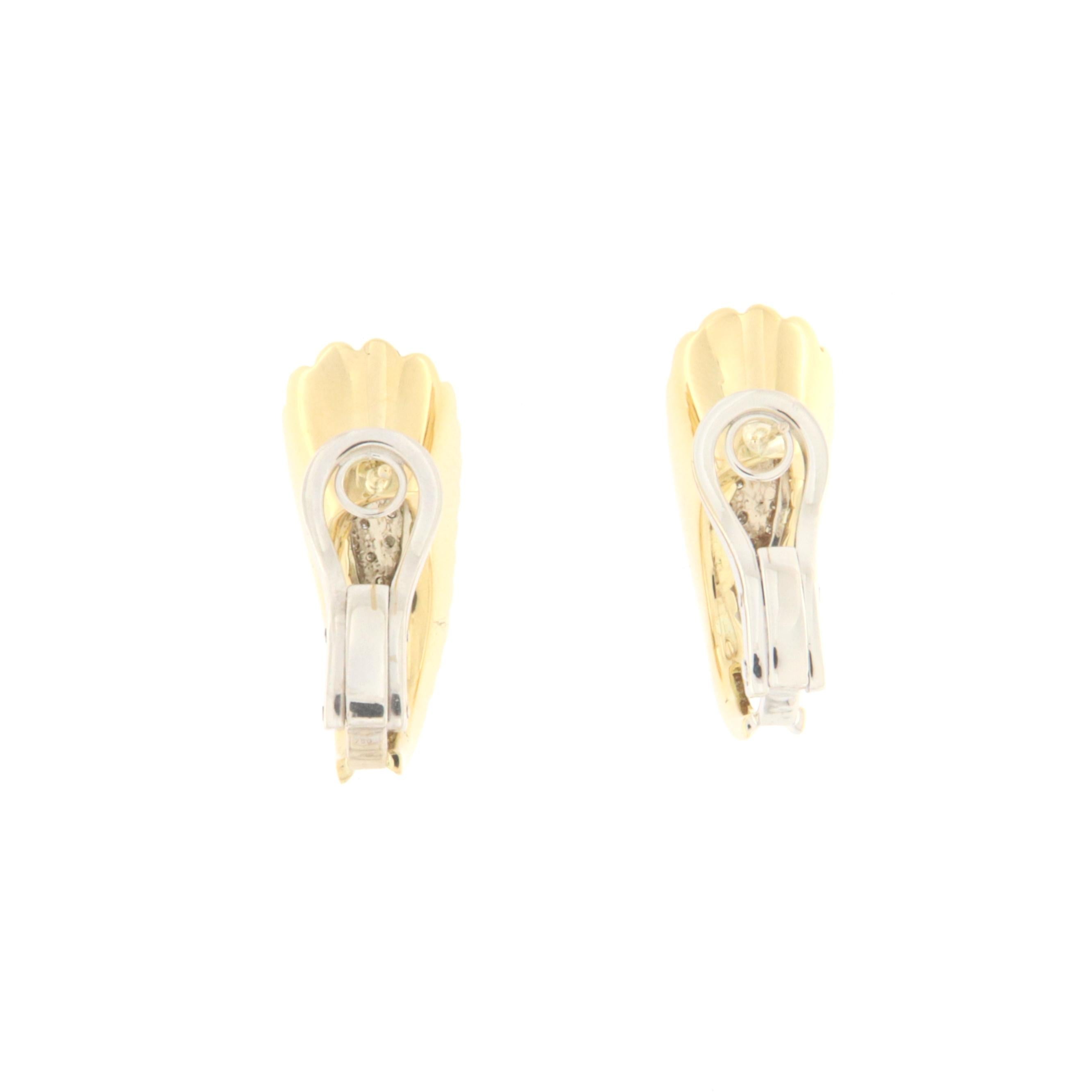 Diamonds 18 Karat Yellow Gold Stud Earrings In New Condition For Sale In Marcianise, IT