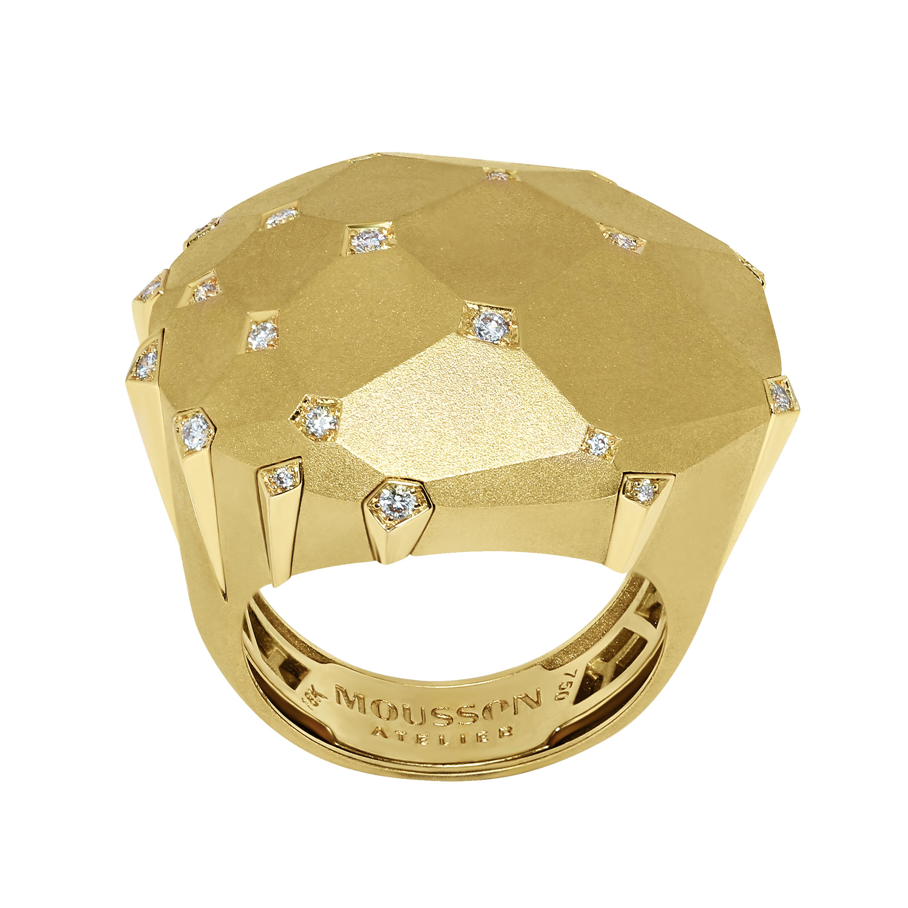 Diamonds 18 Karat Yellow Matte Gold Geometry Big Ring
We present to your attention our New Collection 