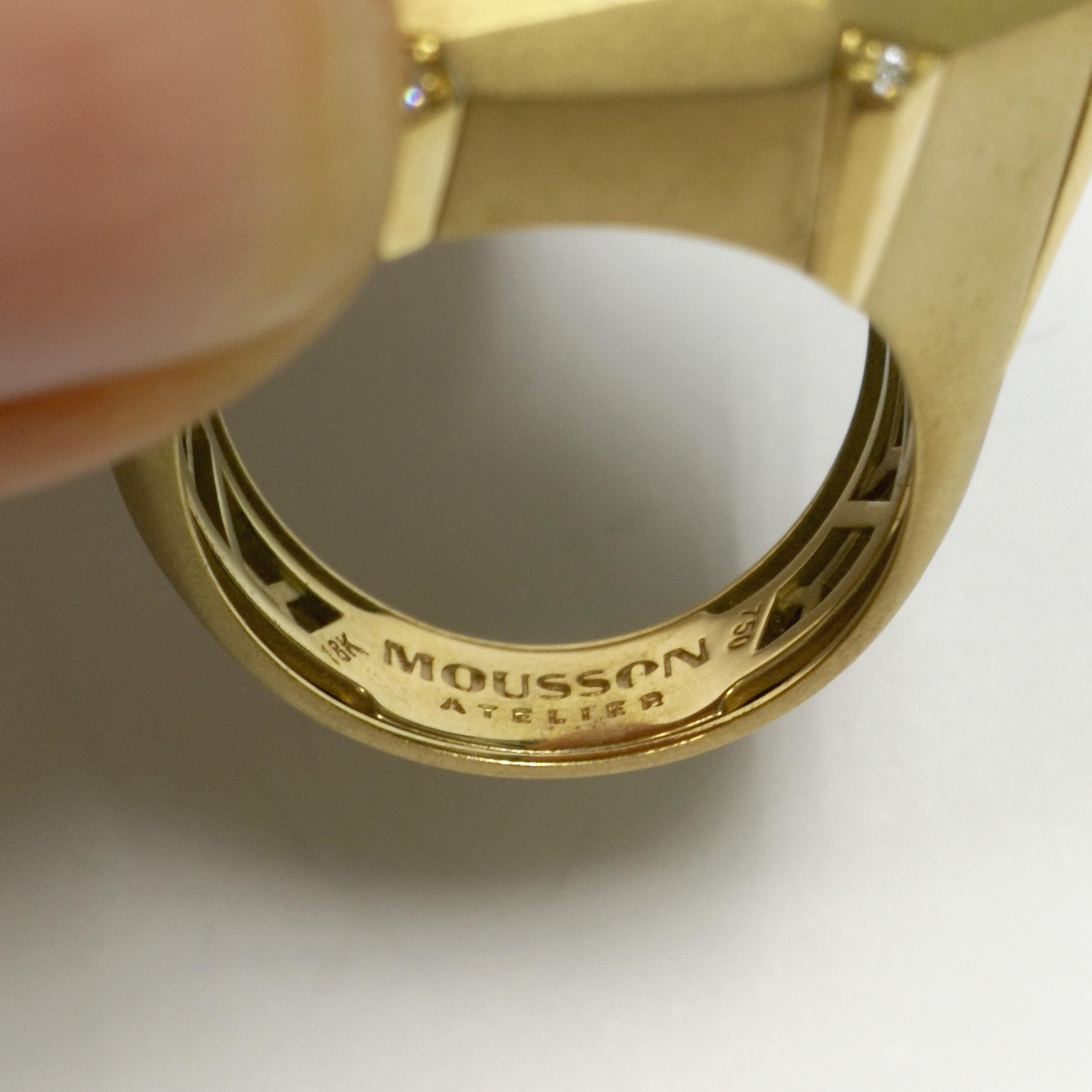 Women's Diamonds 18 Karat Yellow Matte Gold Geometry Big Ring For Sale