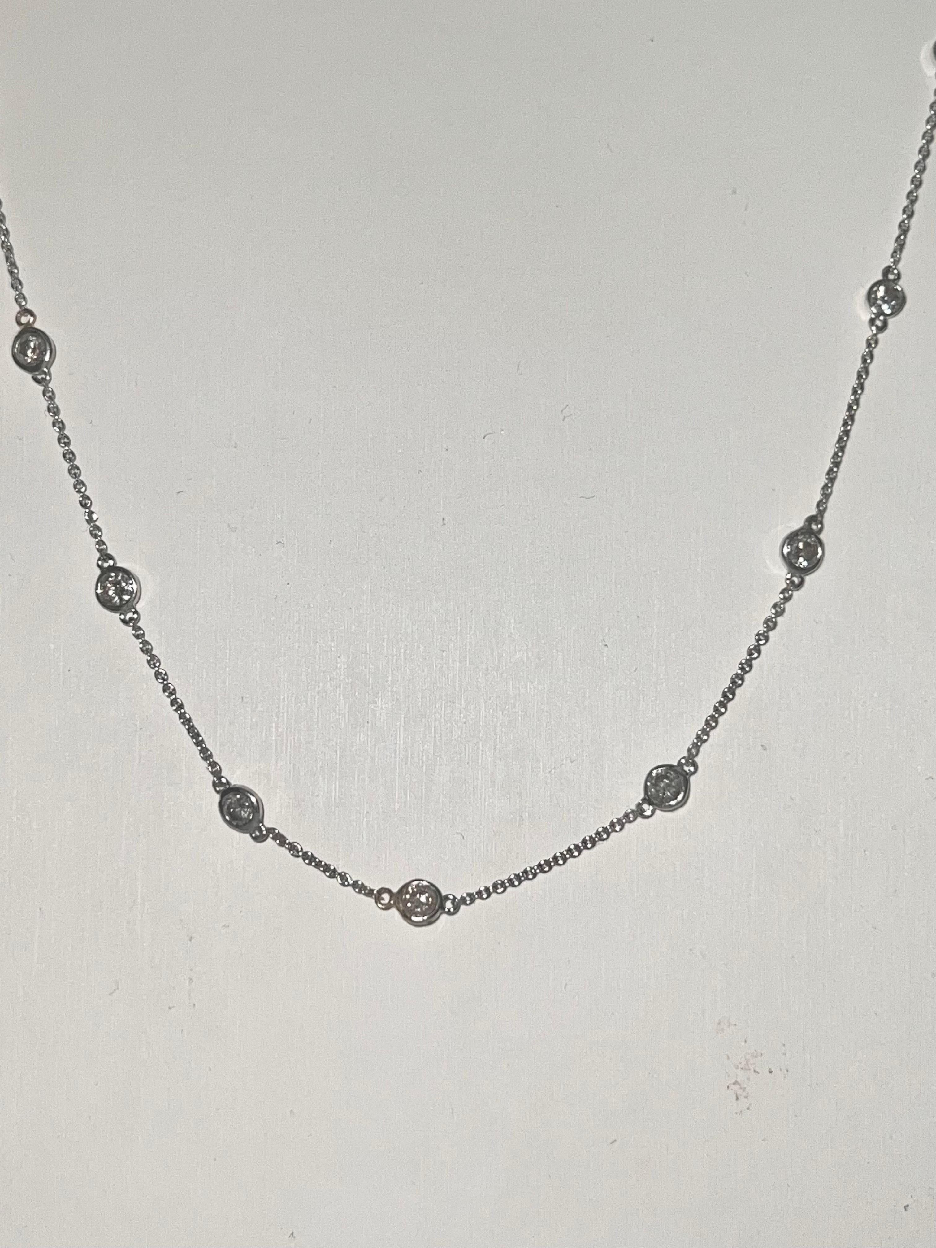 Diamonds 18 Kt White Gold Chain Necklace en venta 4