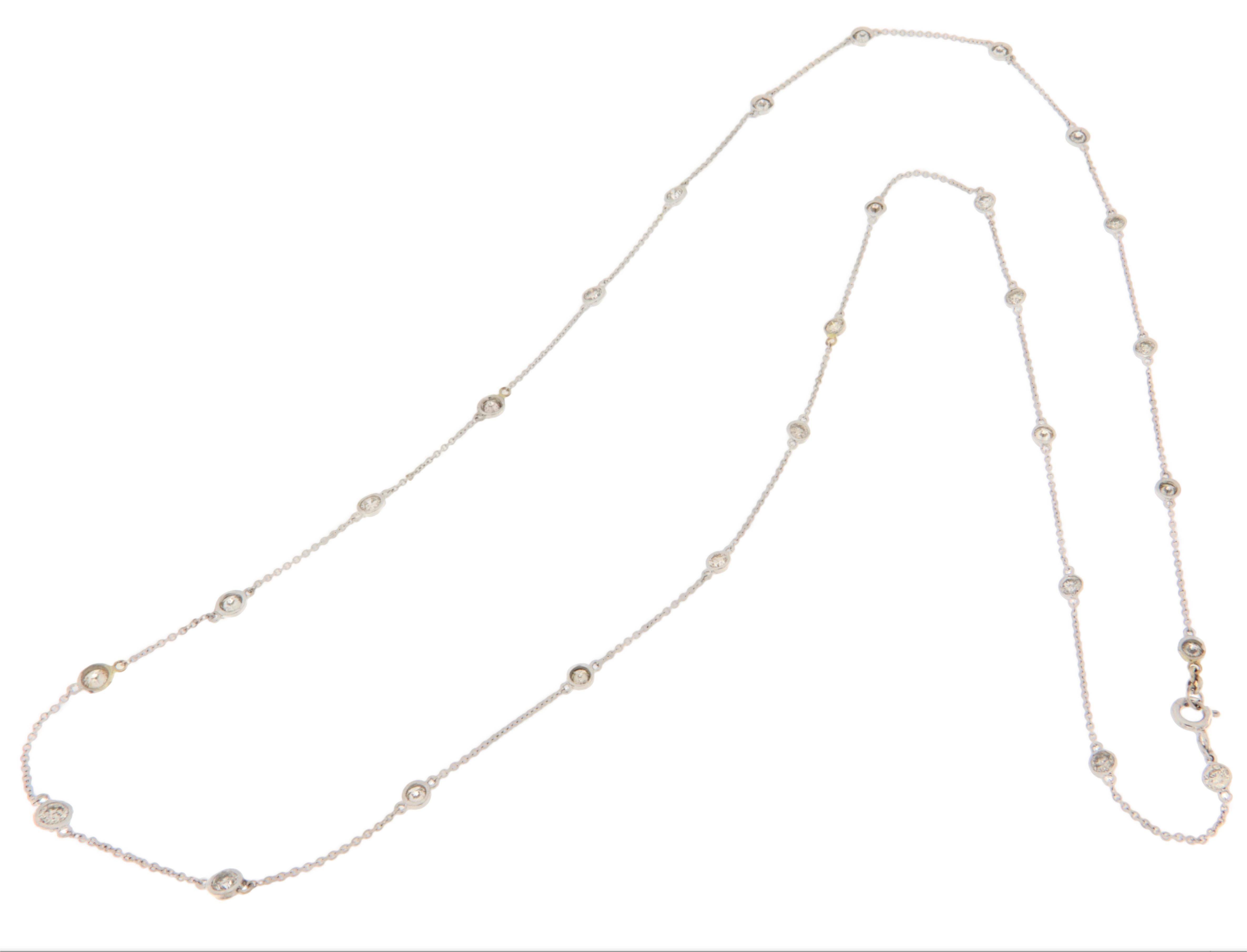 Diamonds 18 Kt White Gold Chain Necklace Contemporáneo en venta