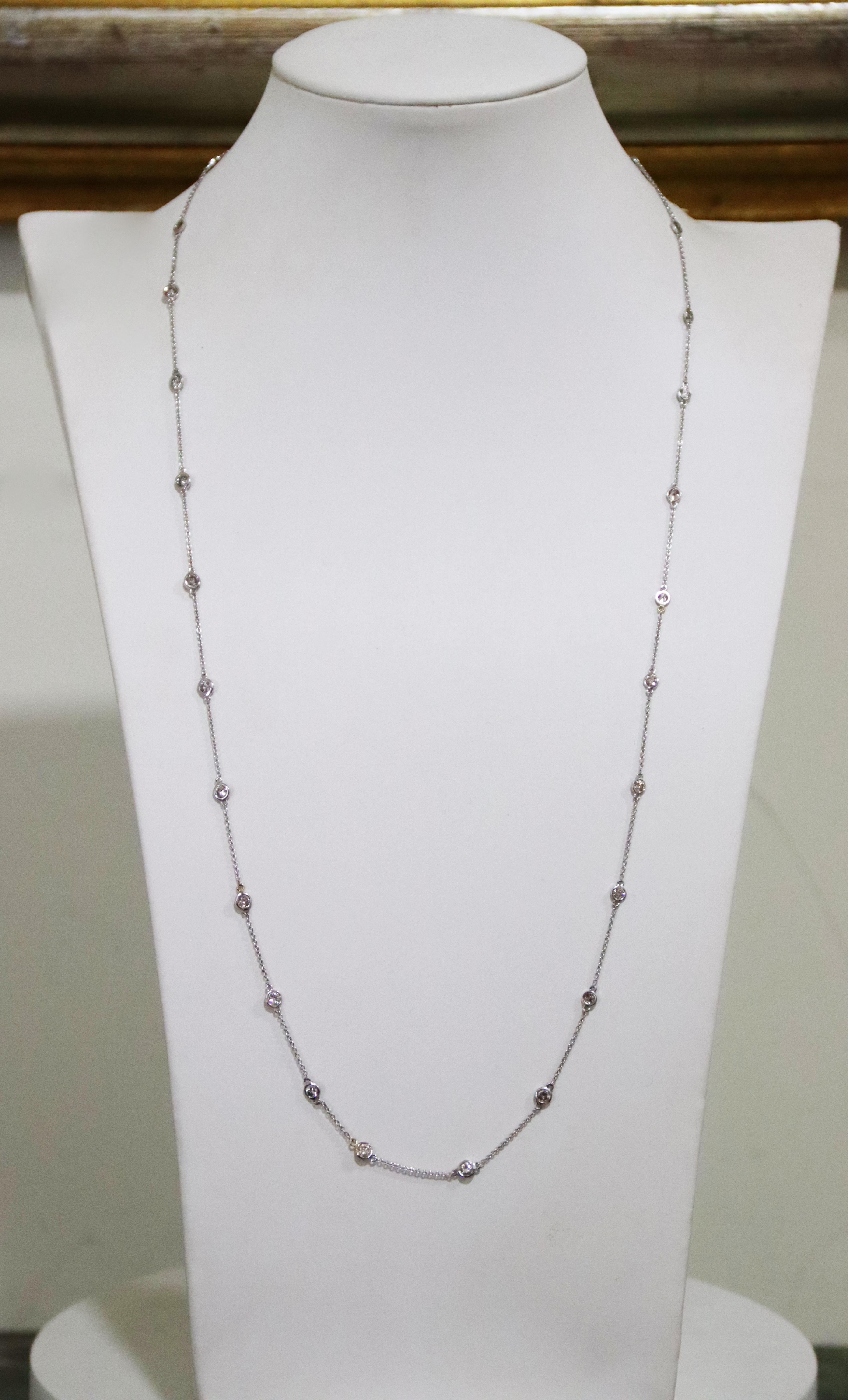 Diamonds 18 Kt White Gold Chain Necklace en Nuevo estado para la venta en Marcianise, IT