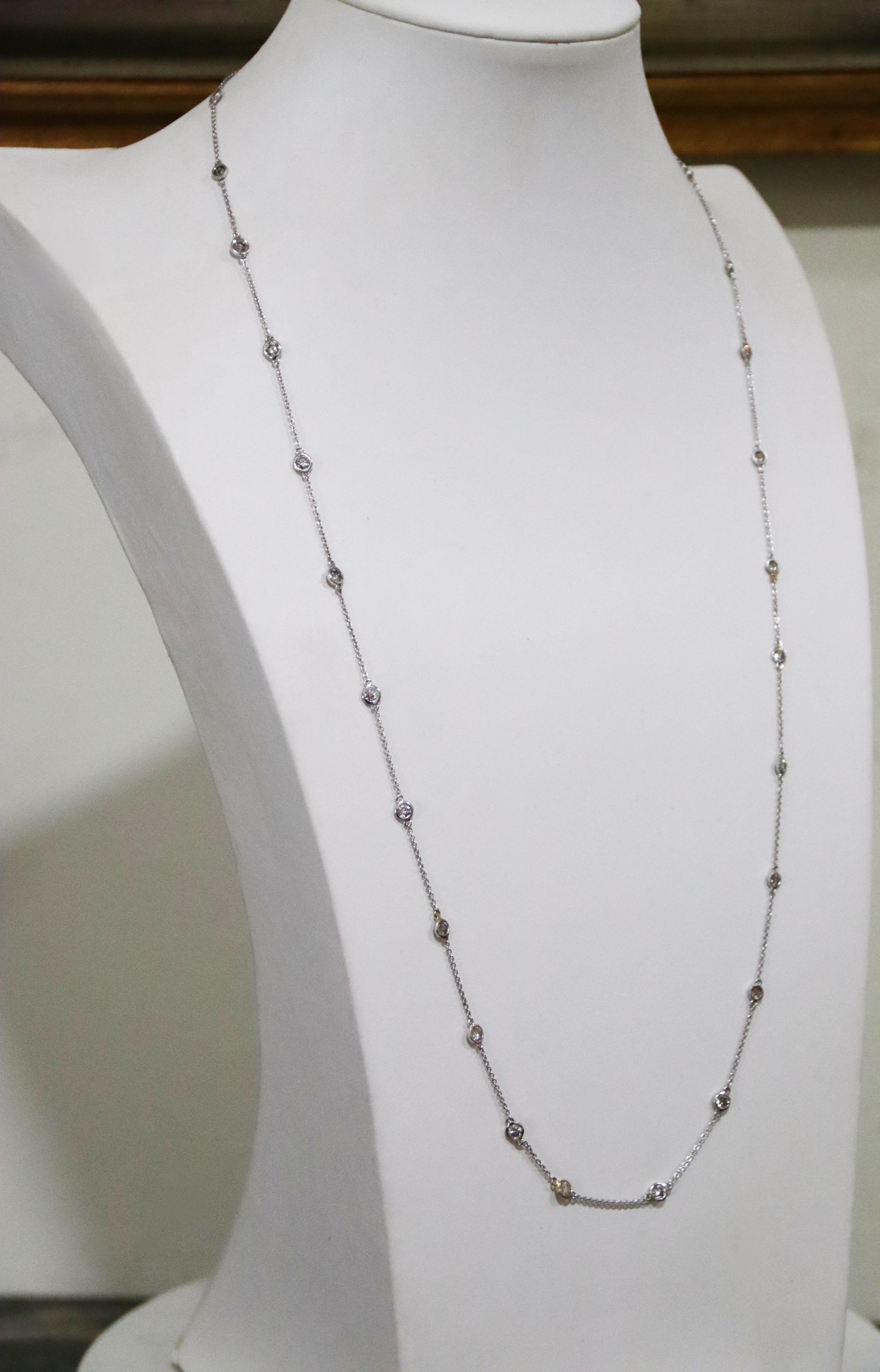 Diamonds 18 Kt White Gold Chain Necklace en venta 1
