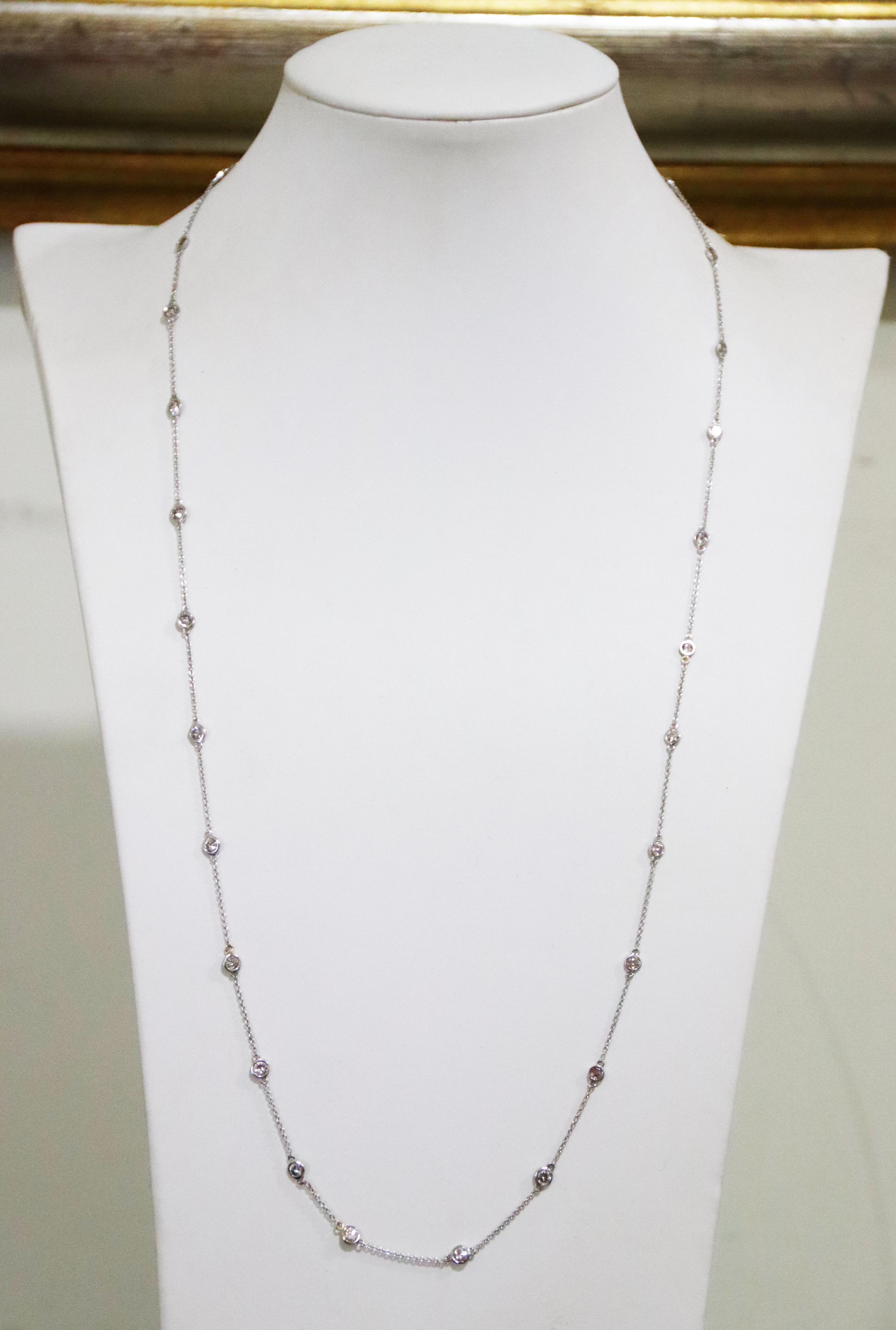 Diamonds 18 Kt White Gold Chain Necklace en venta 2
