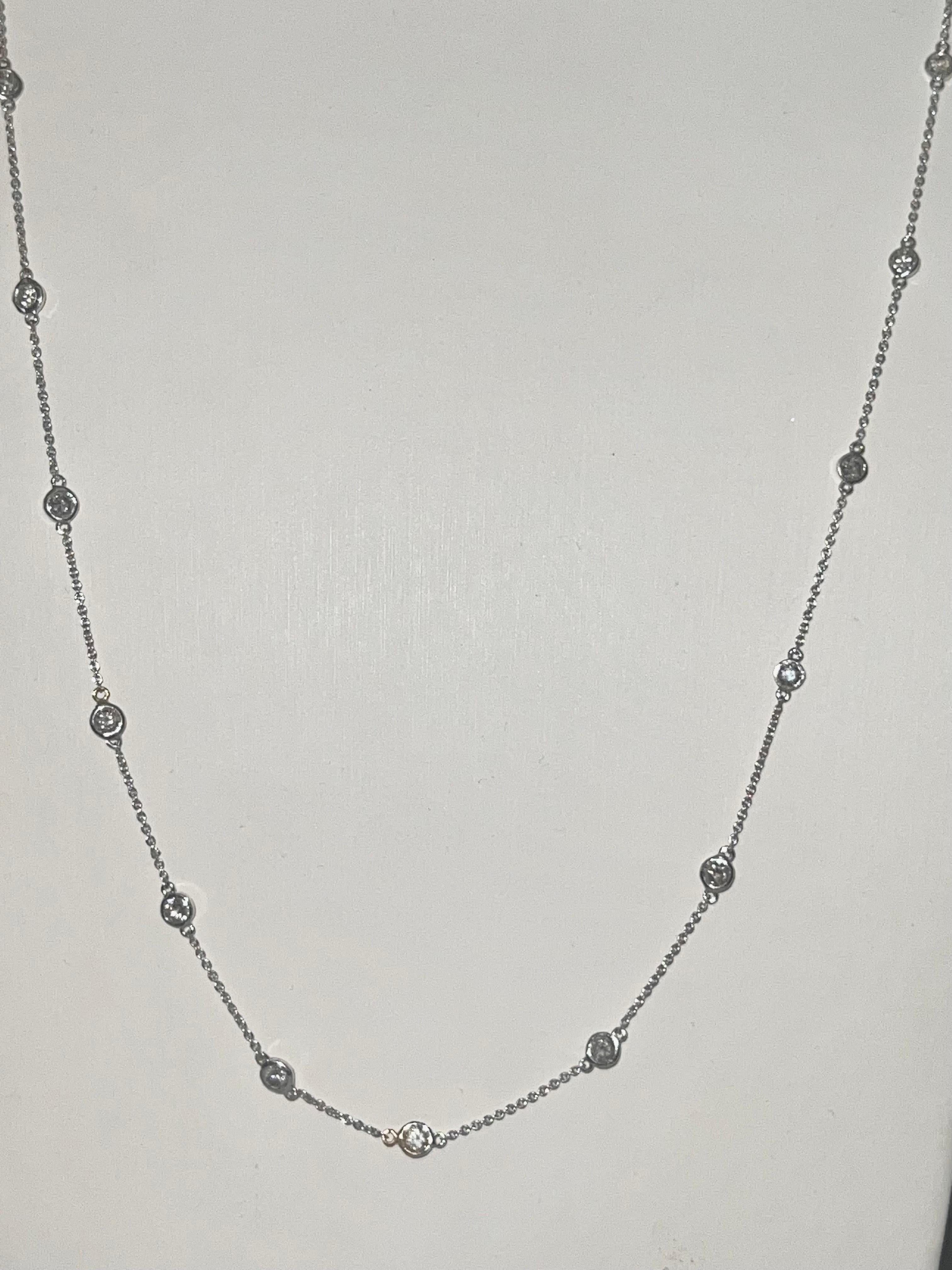Diamonds 18 Kt White Gold Chain Necklace en venta 3
