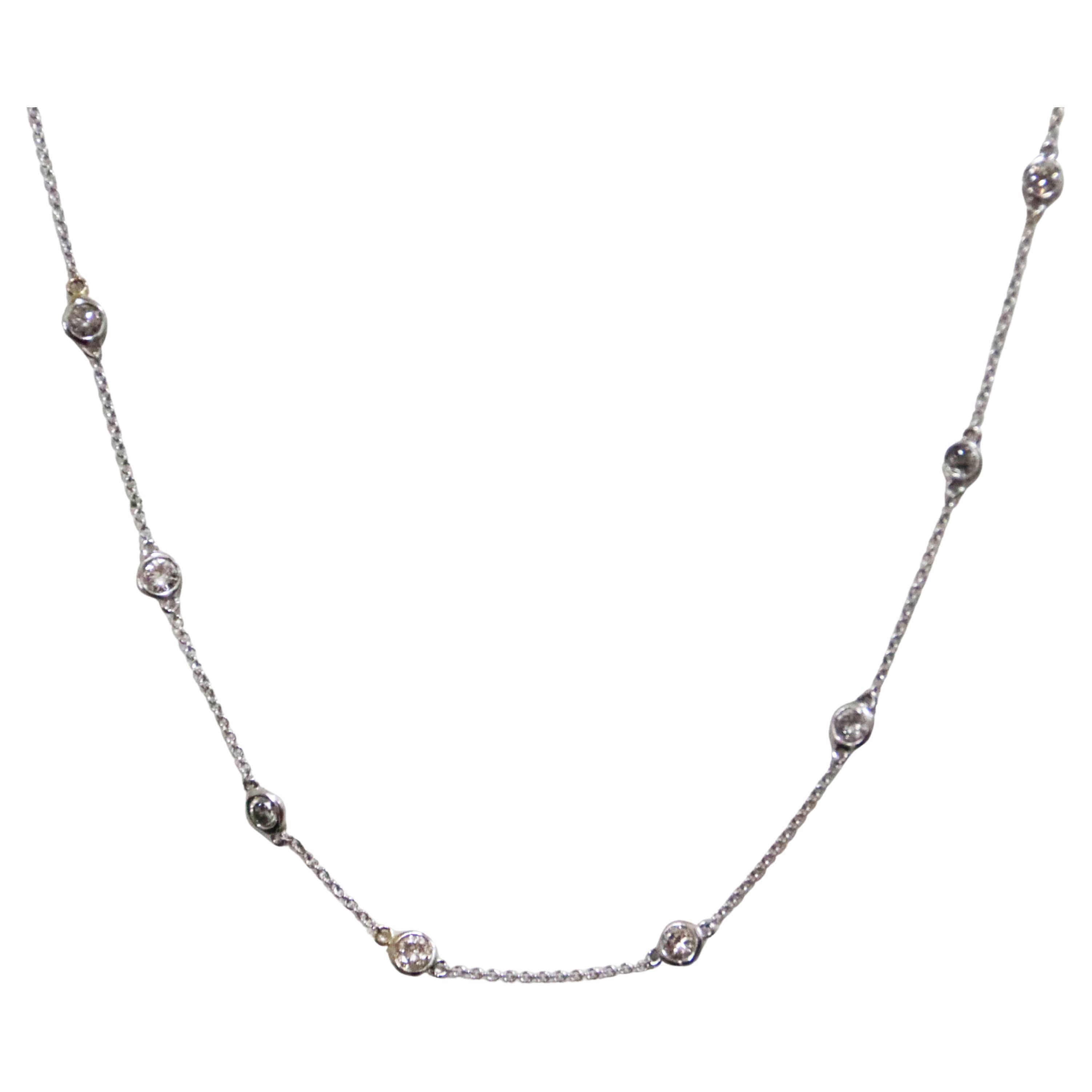 Diamonds 18 Kt White Gold Chain Necklace en venta