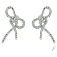 Diamonds 18 Karat White Gold Handmade in Italy Bow Earrings