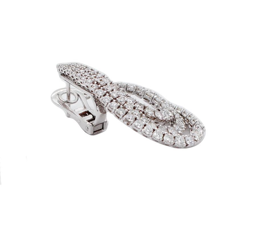 Retro 10 carat Diamonds, 18 Karat White Gold Tennis Earrings