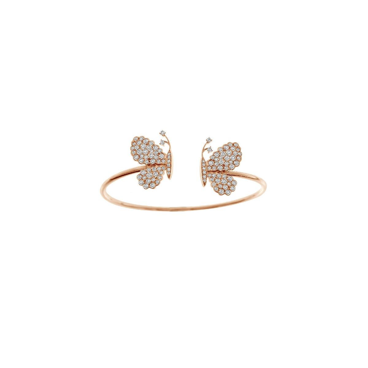 Brilliant Cut Diamonds  & 18K  Rose Gold Butterfly Bracelet For Sale