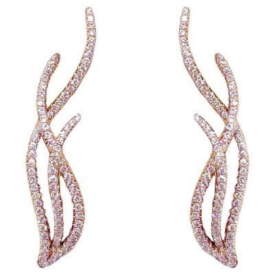 Diamonds & 18K Rose Gold Earrings For Sale