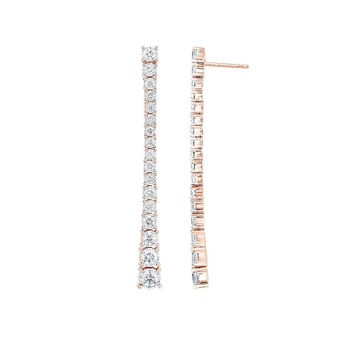 Diamanten  & 18 Karat Roségold Glimmer-Ohrringe Damen im Angebot