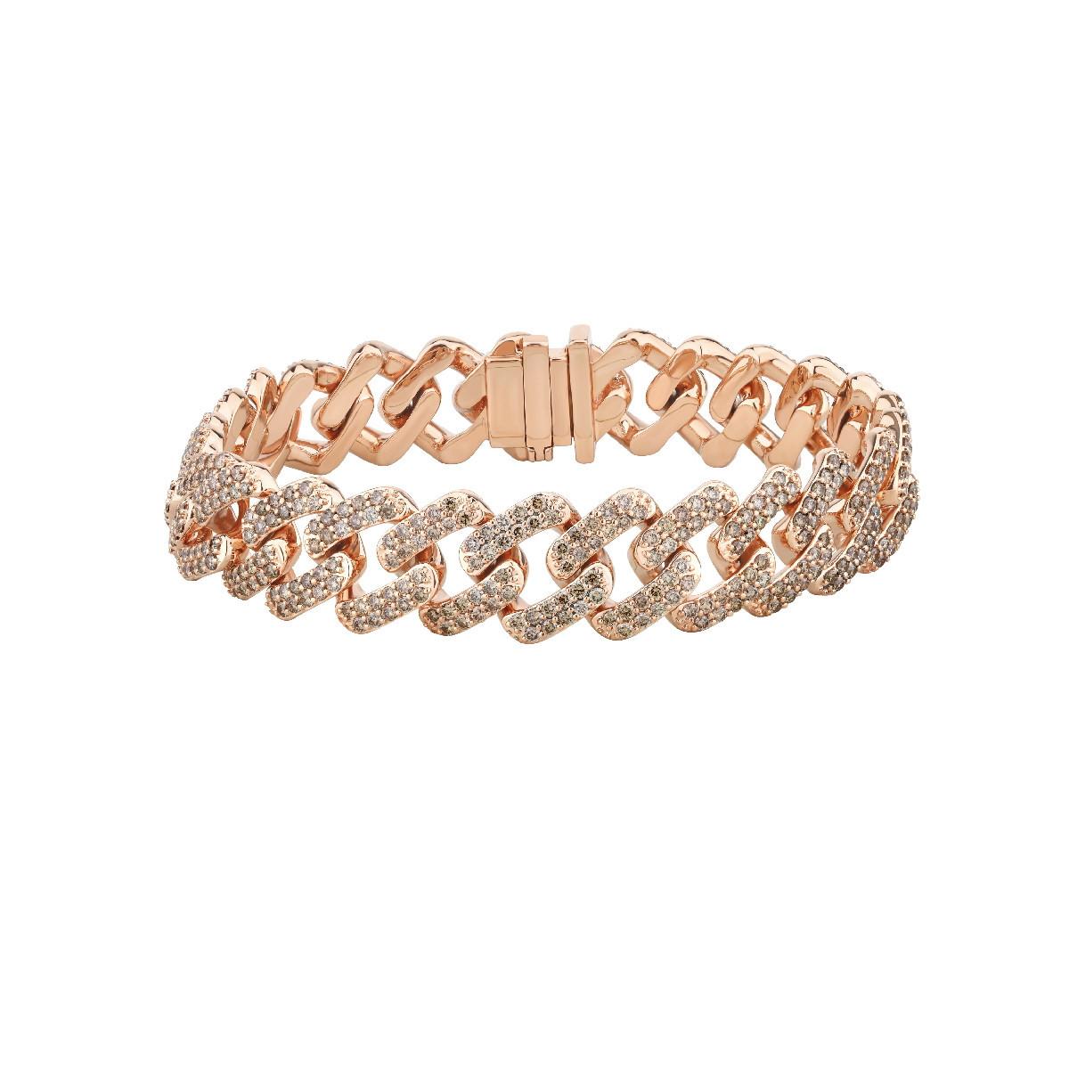  Diamonds  & 18K Rose Gold Serenata Bracelet
MATERIALS
◘ Bracelet Weight:   42,87 grams
◘ 574 Diamonds total  5,61 ct. 

There is the option of a bracelet in yellow gold and rose gold.

Irama Pradera is a dynamic and outgoing designer from Spain