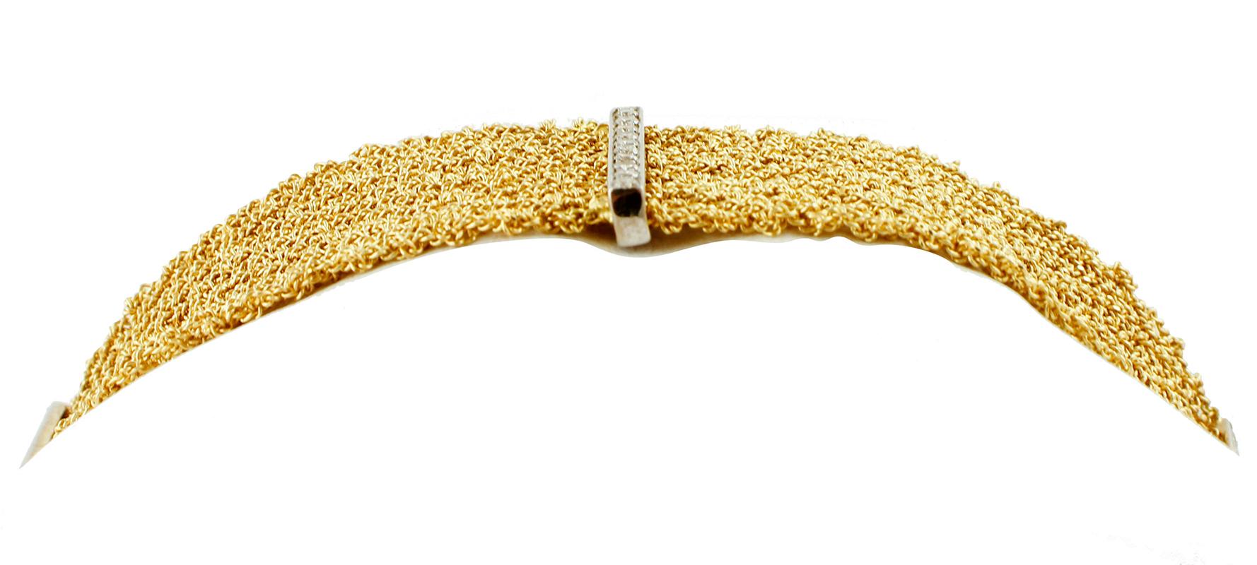 Diamonds, 18 Karat White and Yellow Gold Bracelet In Good Condition For Sale In Marcianise, Marcianise (CE)