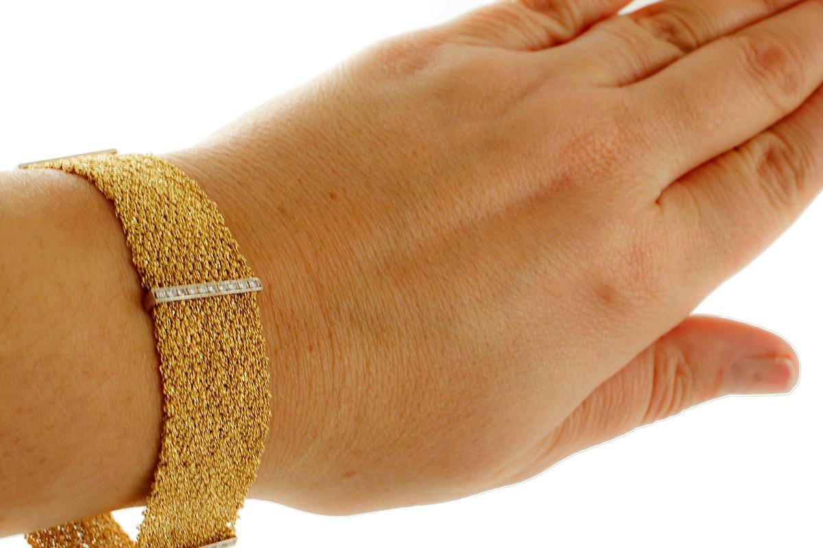 Armband aus 18 Karat Weiß- und Gelbgold mit Diamanten Damen im Angebot