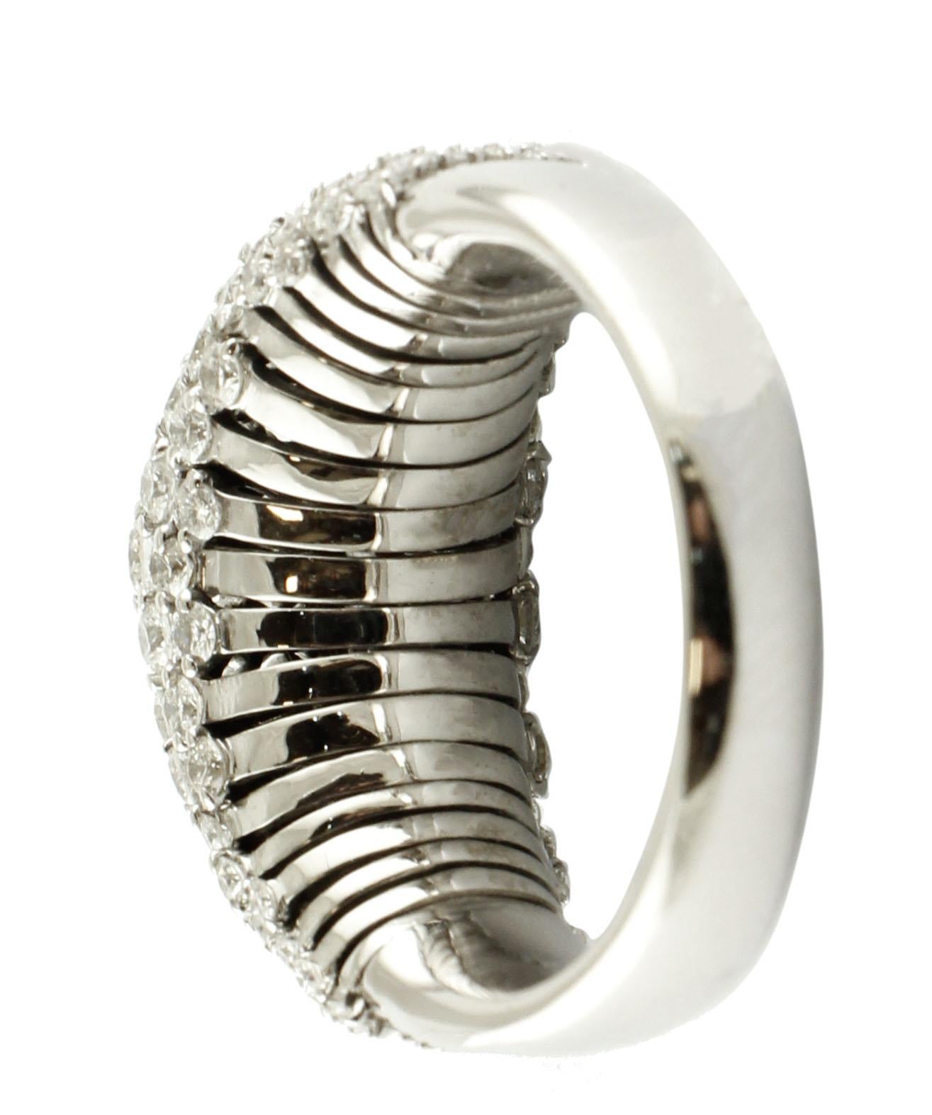 Contemporary Diamonds, 18 Karat White Gold Band Ring